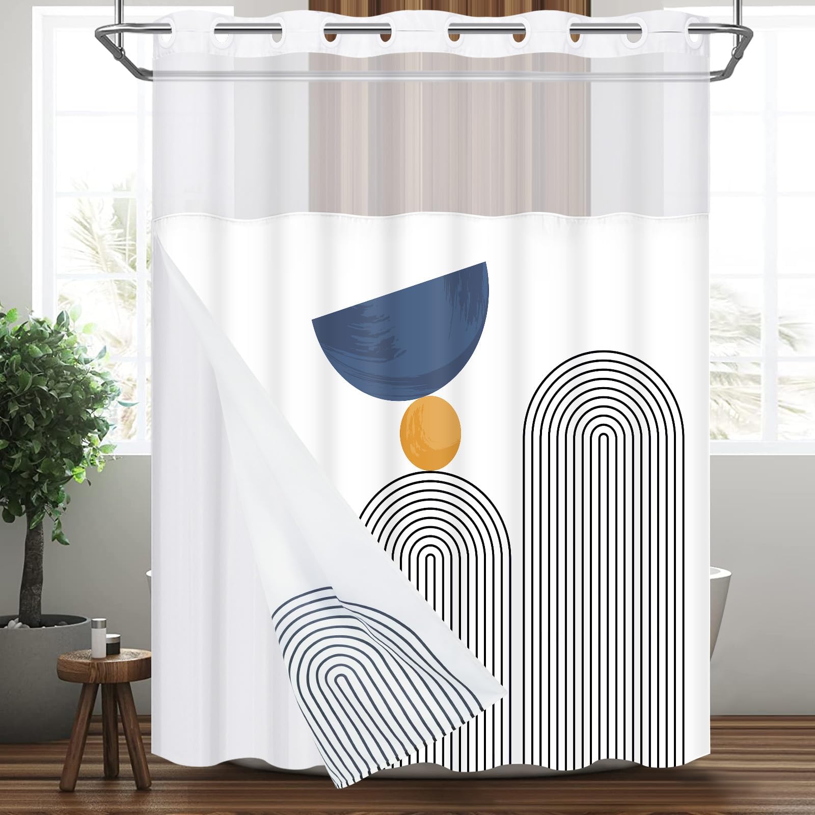 Amazon.com: Likiyol Boho No Hook Shower Curtain with Snap in Liner ...