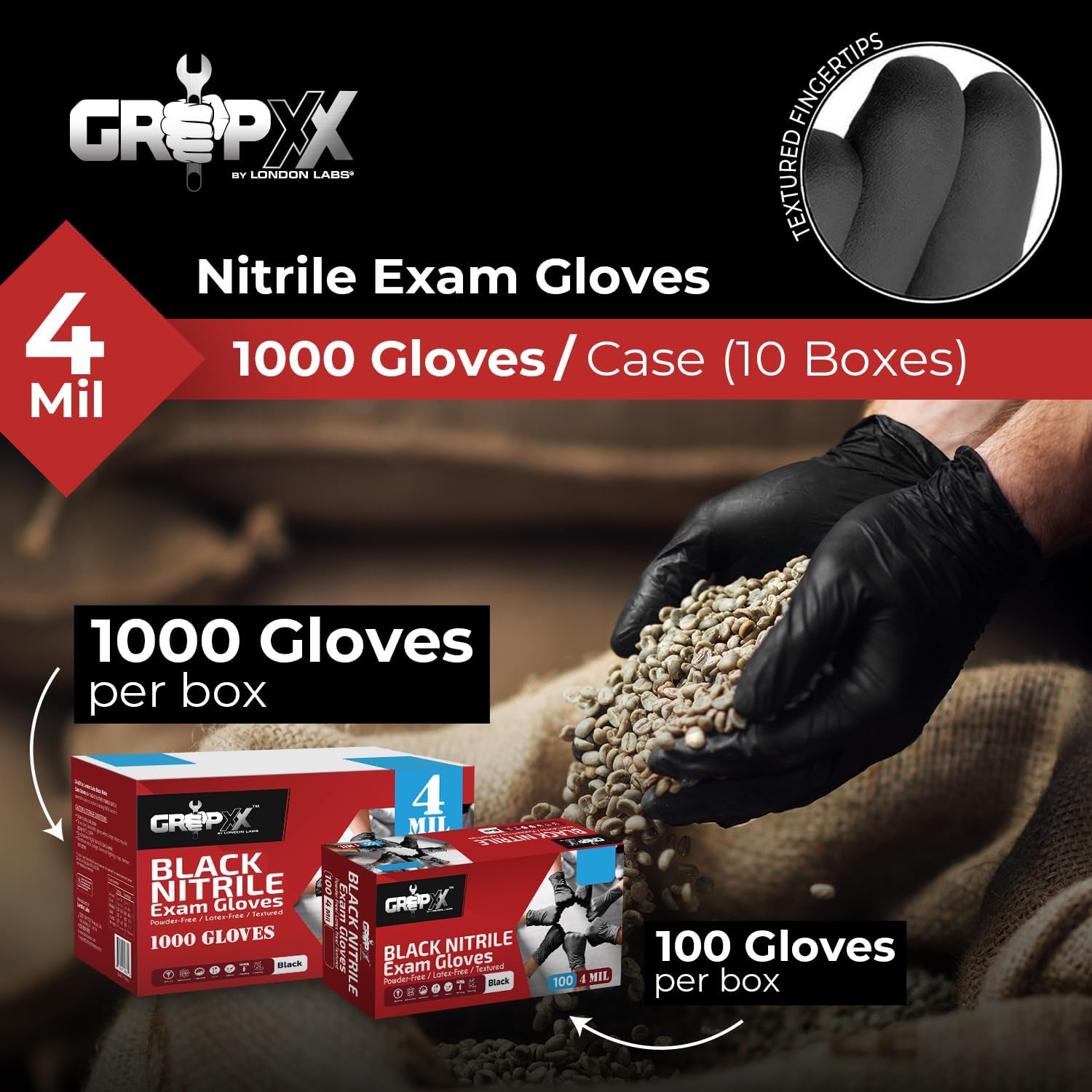 Black Nitrile Gloves Disposable Latex Free & Powder Free, 4 Mil Rubber Glove, Cleaning, Cooking, Mechanic(XS-XXL) - Image 2