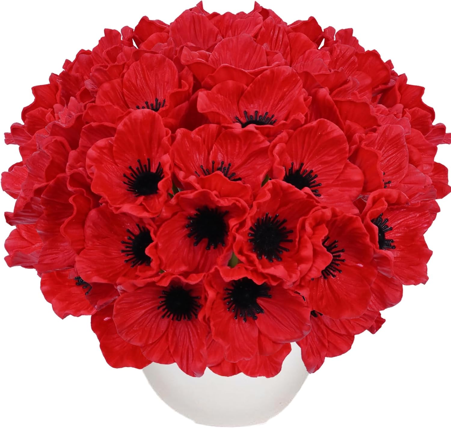 30Pcs Red Poppy Artificial Flowers 11" Real Touch No Fade PU Fake Flowers for Valentine's Day Gifts Wedding Centerpieces Bridal Bouquets Home Decor Vase DIY Arrangements Memorial/Veterans Day