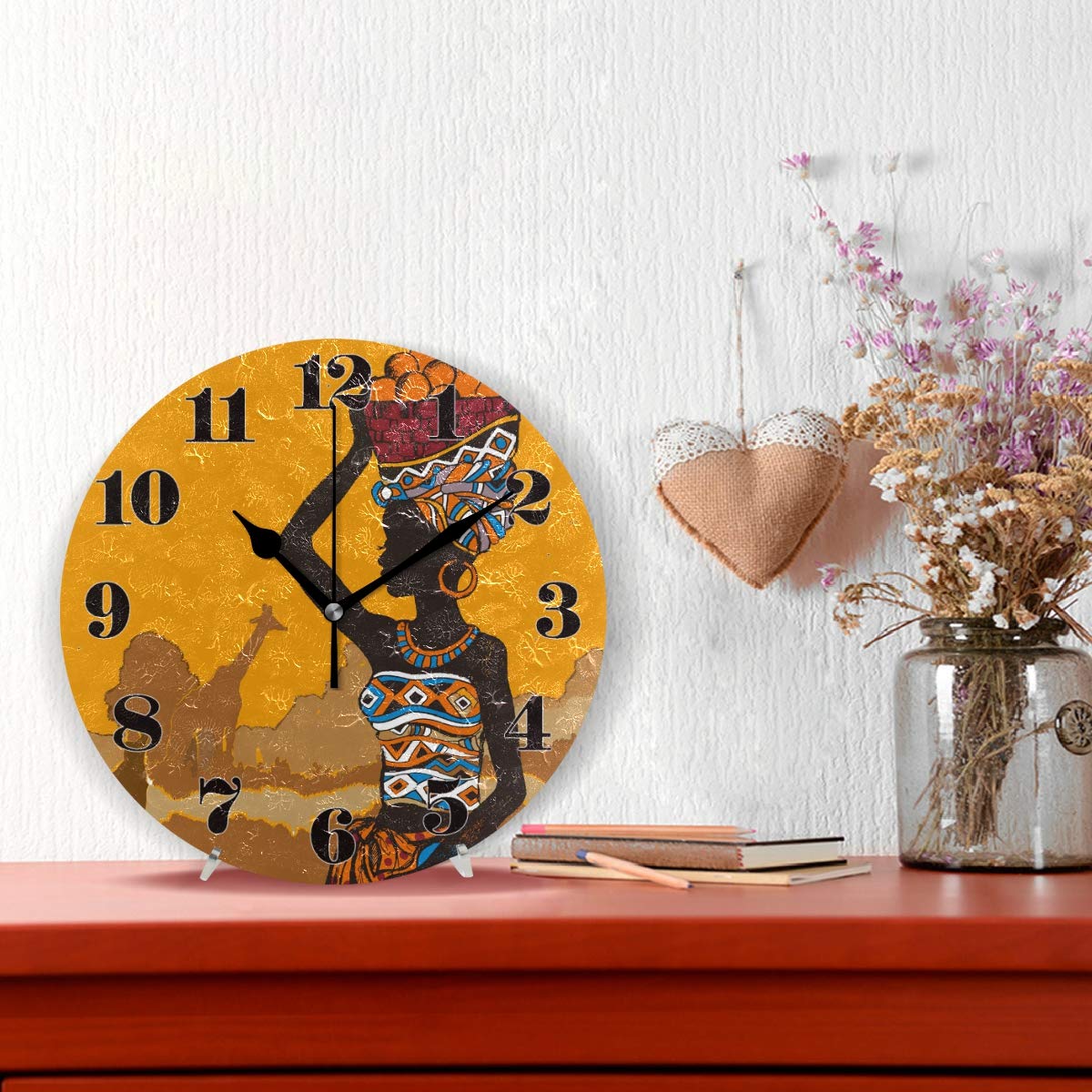 Orologio Da Parete Rotondo 24 Cm Con Motivo Giraffa - Mnsruu - Silenzioso, Non Ticchettante, In Acrilico, Per Soggiorno E Camera Bambini