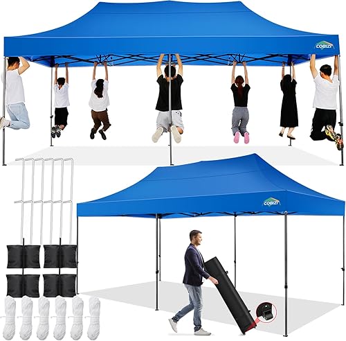 COBIZI Tienda de campaña desplegable de 10 x 20 pies, toldo sin pared lateral, impermeable, resistente, para fiestas, tienda al aire libre, jardín,