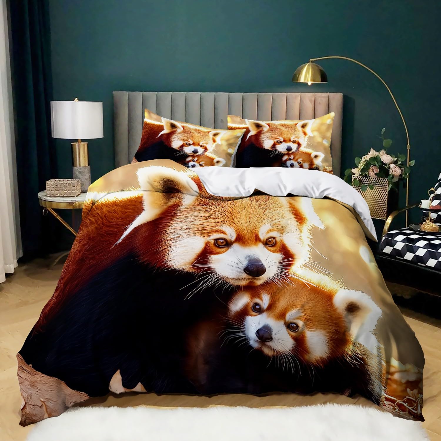 Housse de Couette Panda Roux 240x220 en Microfibre Supérieure Ultra Douce