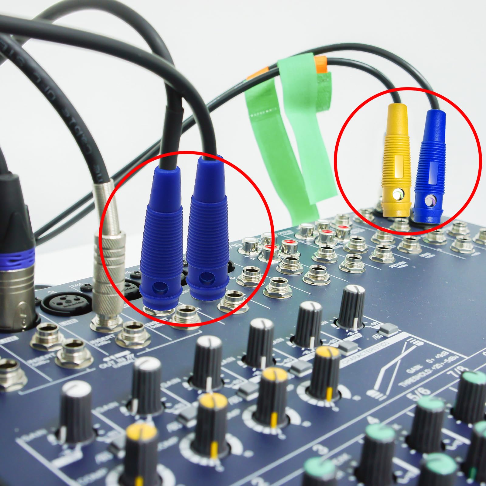 Connettori Banana 4mm:16 Pezzi Banana Plugs 20A Connettori a Banana 4 mm Connettore per Hifi Sistemi Stereo Cavi Altoparlanti Amplificatori Ricevitori AV Amplificatori di Potenza(Blu Giallo)