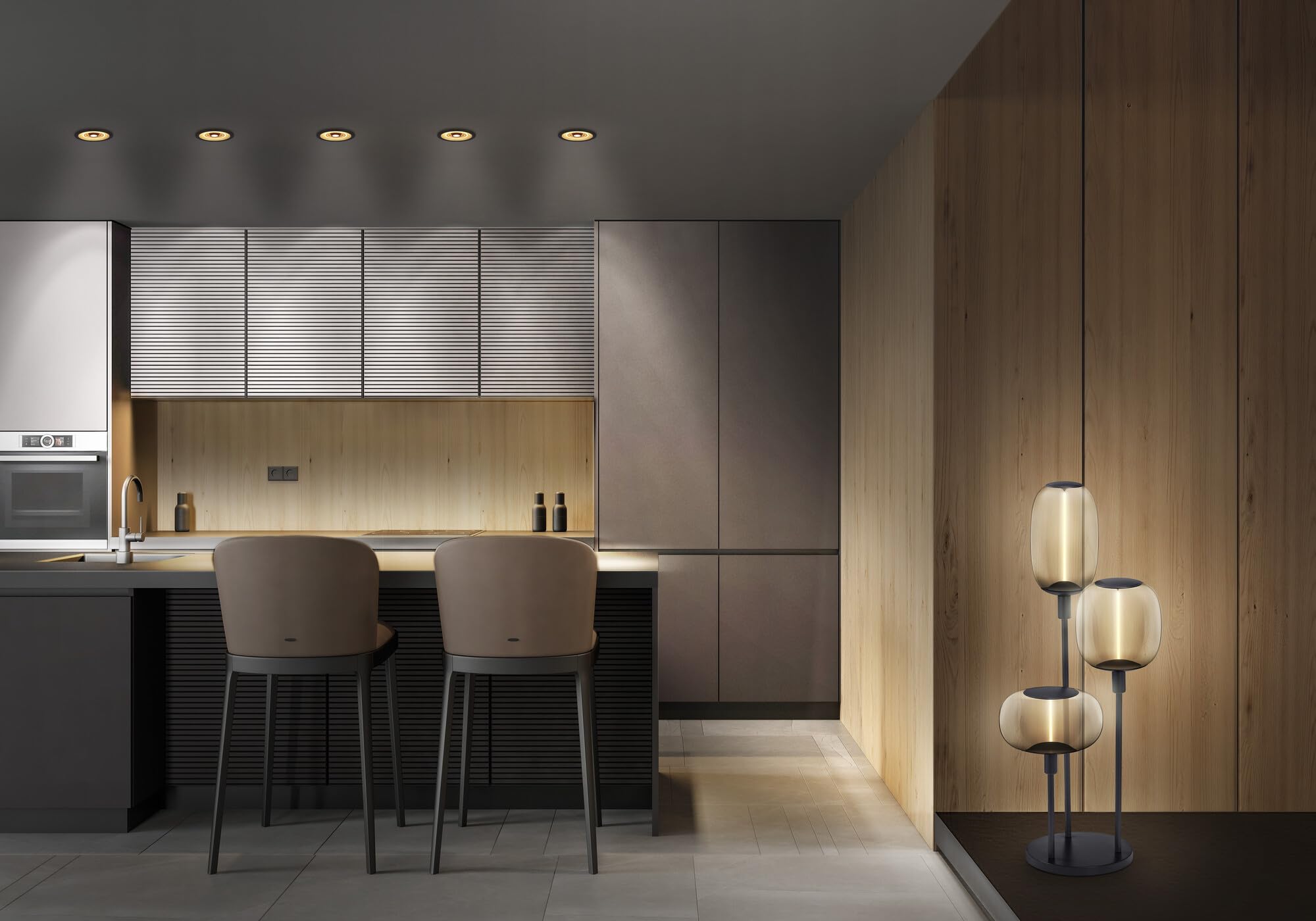 LEDVANCE Lámpara de pie decorativa con 3 casquillos E27, tres soportes (altura 36cm, 59cm y 78cm),gris oscuro, con cable de alimentación de 1,8m, lámpara LED OSRAM 1906 a juego disponible por separado