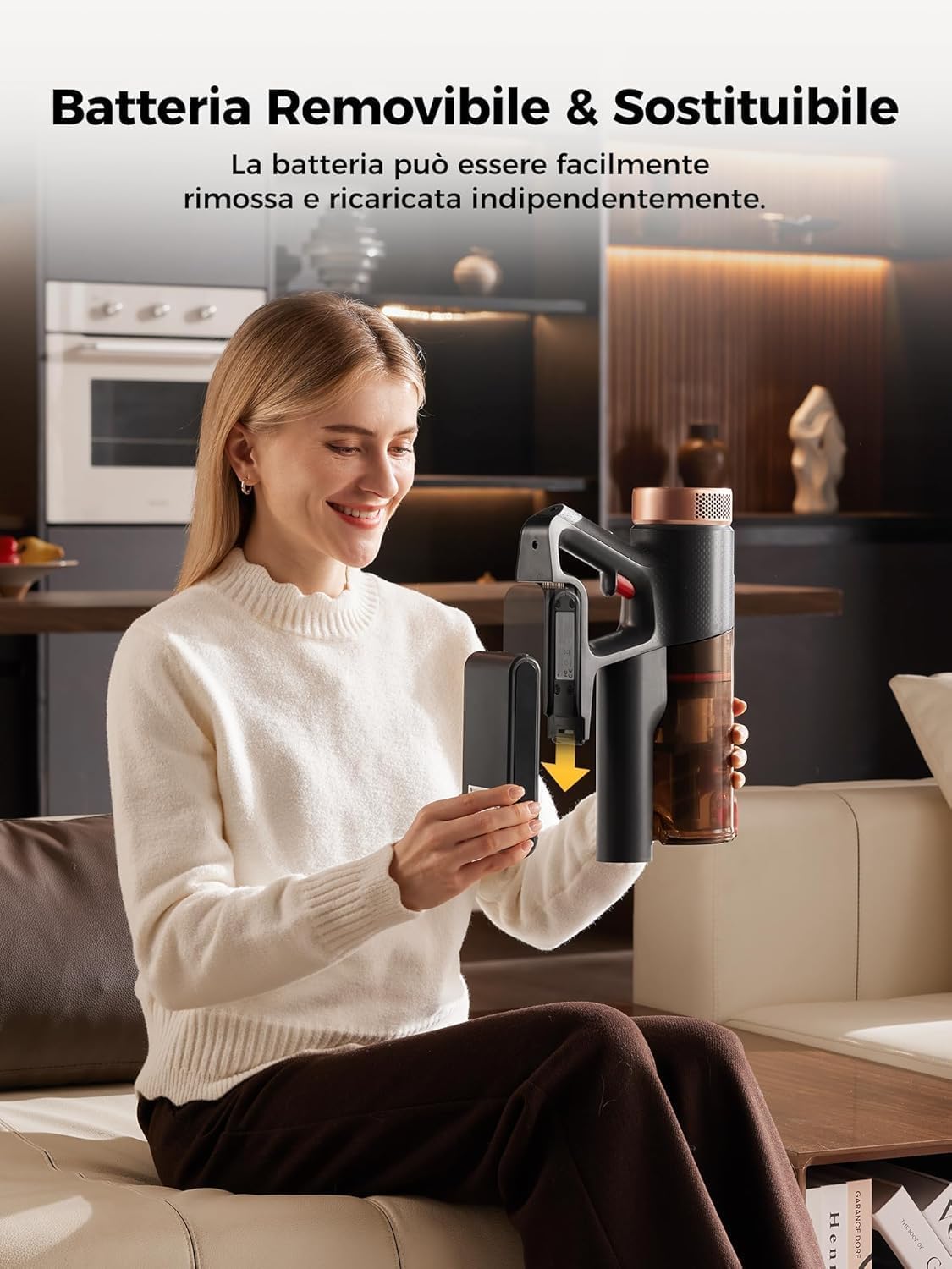 Proscenic P11 Ultra+ Aspirapolvere senza Fili Potente 500W/50Min/50KPA, Scopa Elettrica senza Fili con Spazzola Anti-Groviglio, Display LED, Batteria Rimovibile, per Pavimenti/Tappeti/Peli
