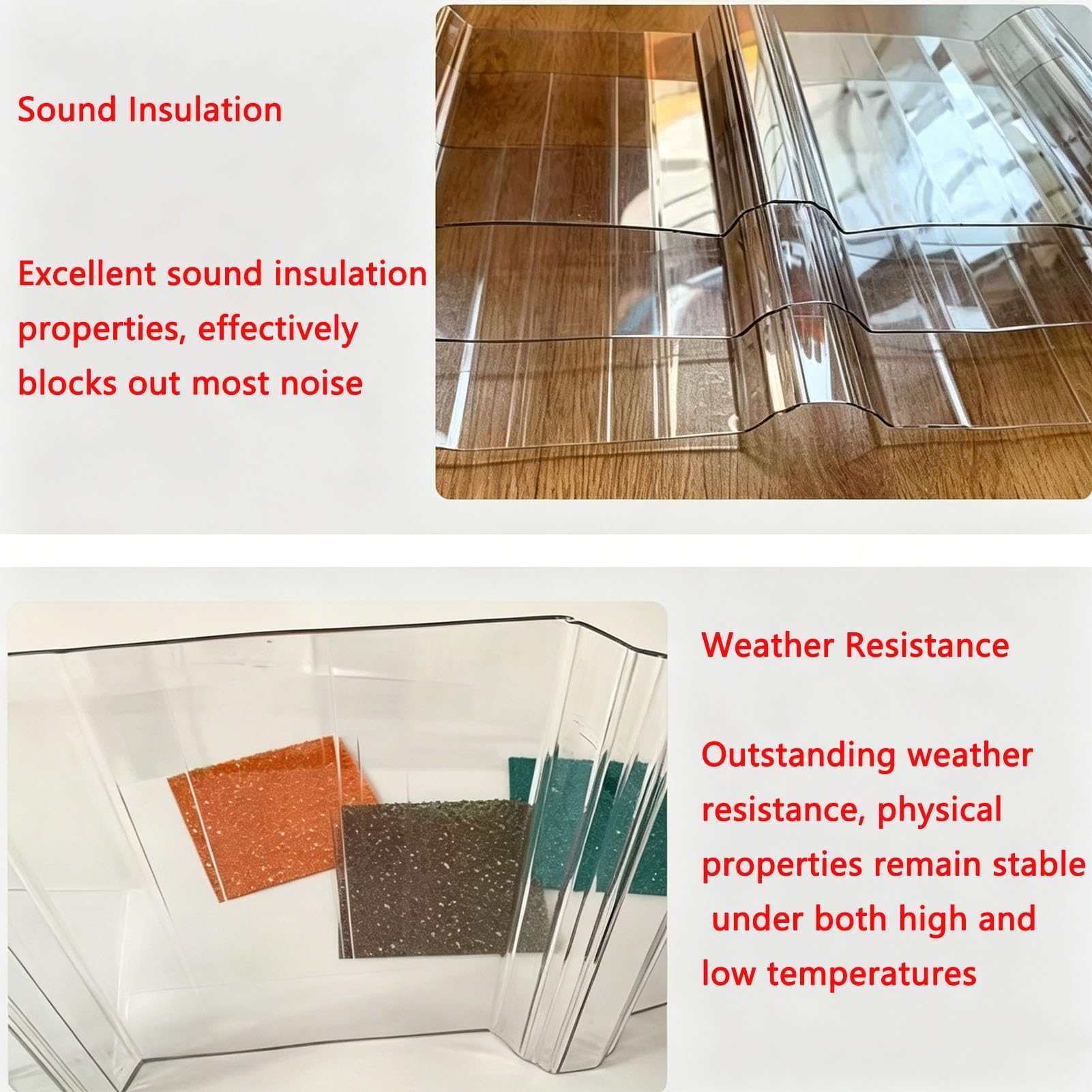 Lastre in policarbonato da 1 mm autopulenti con Acqua piovana, lamiere Ondulate per tetti con Rivestimento Resistente ai Raggi UV per coperture di pergole e Gazebo.