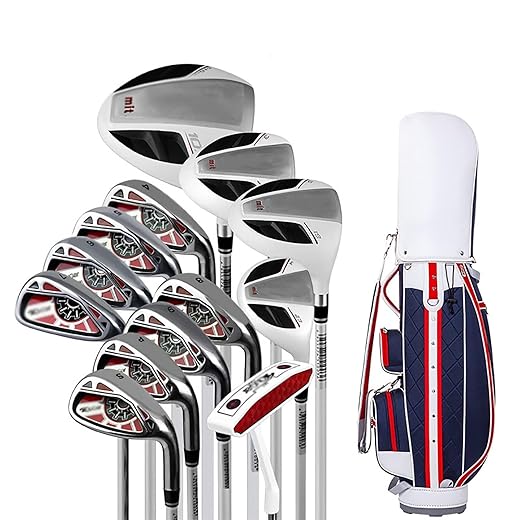 Mens 13 Piece Full Carbon Shaft Golf Set with Driver, Hybrid Course, Iron, Putter and Vertical Bag
