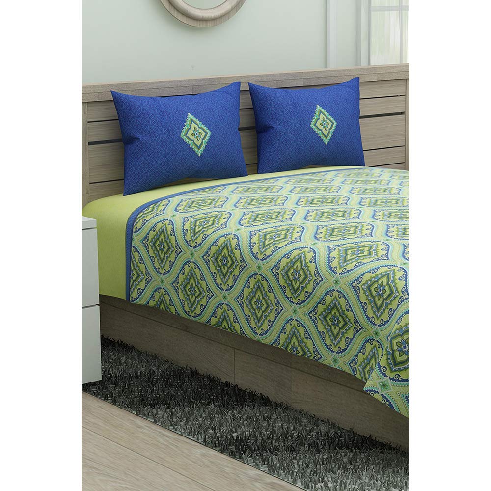 Portico Printed Double Bed Sheet with Pillow Cover_Multi_Free Size