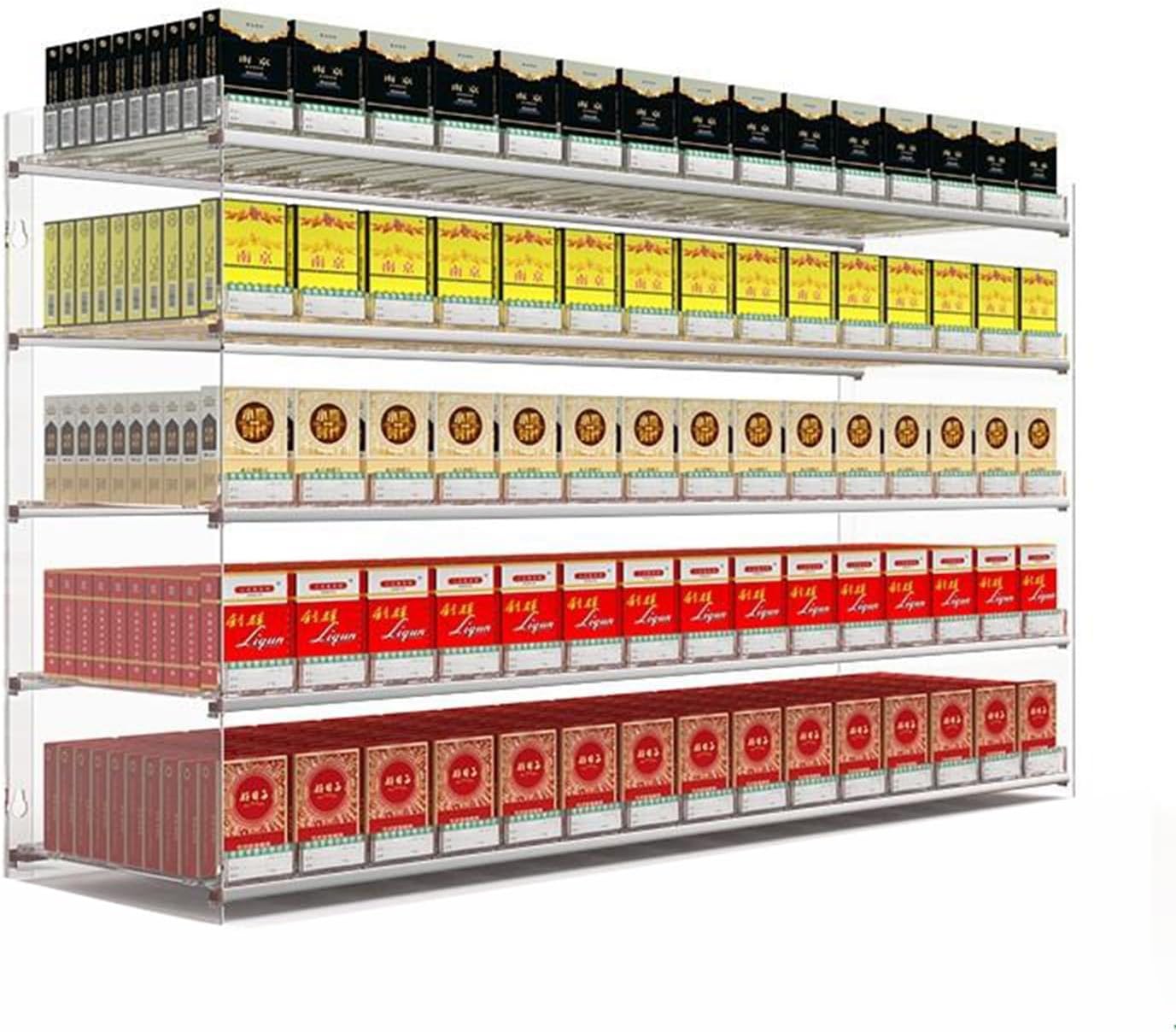 Cigarette Case Wall Rack Cigarettes Organiser Holder Auto Cigarette Pusher Cigarette Display Holder for Convenience Stores, Supermarkets, Retail Stores (Color : Clear, Size : 61.5x28.4x24.5cm)
