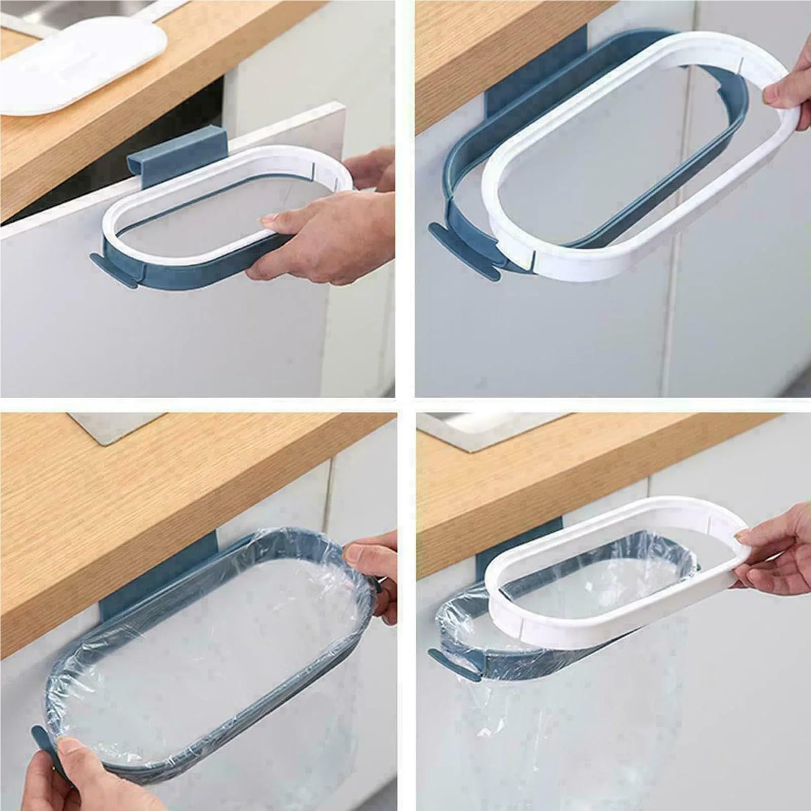 Estante for Bolsas de Basura, Bolsa Colgante portátil, Estante Almacenamiento for Cocina, Organizador, 3 uds para Bolsas(Deep Blue)
