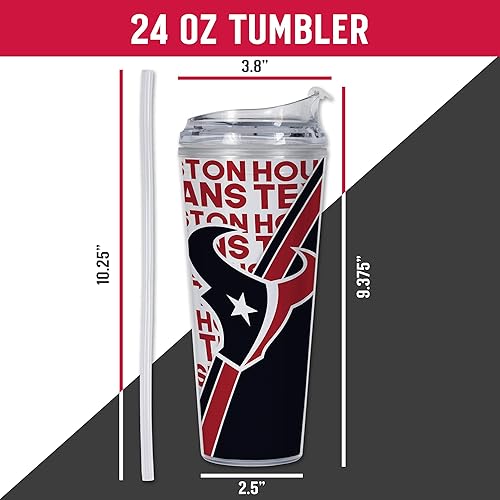 Miniatura 20 de Rico Industries NFL Football - Vaso de acrílico de 24 onzas con tapa con bisagras, vaso de doble pared con licencia oficial para fanáticos de la NFL