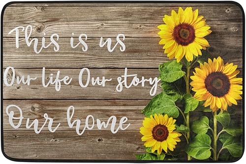 Miniatura 8 de Tapete de bienvenida para interiores de 24 x 36 pulgadas, diseño de girasol, tapete de bienvenida para interiores, tapete antideslizante y