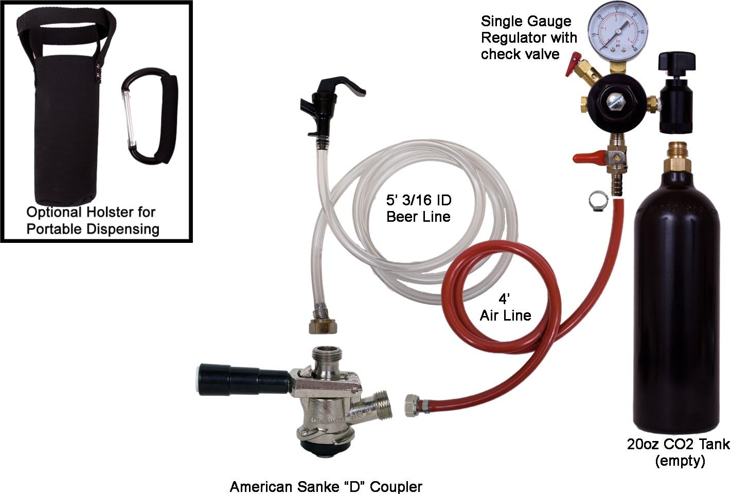 Keg Party Tap Kit 20oz CO2 Complete and assembled Beer