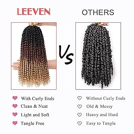 Leeven 8 Packs Pre twisted Passion Twist Crochet Hair for Black Women 12 Inch Synthetic Natural Black Passion Twist Hair With Curly Ends Pre-looped Goddess Passion Twists Braiding hair Extensions 1B