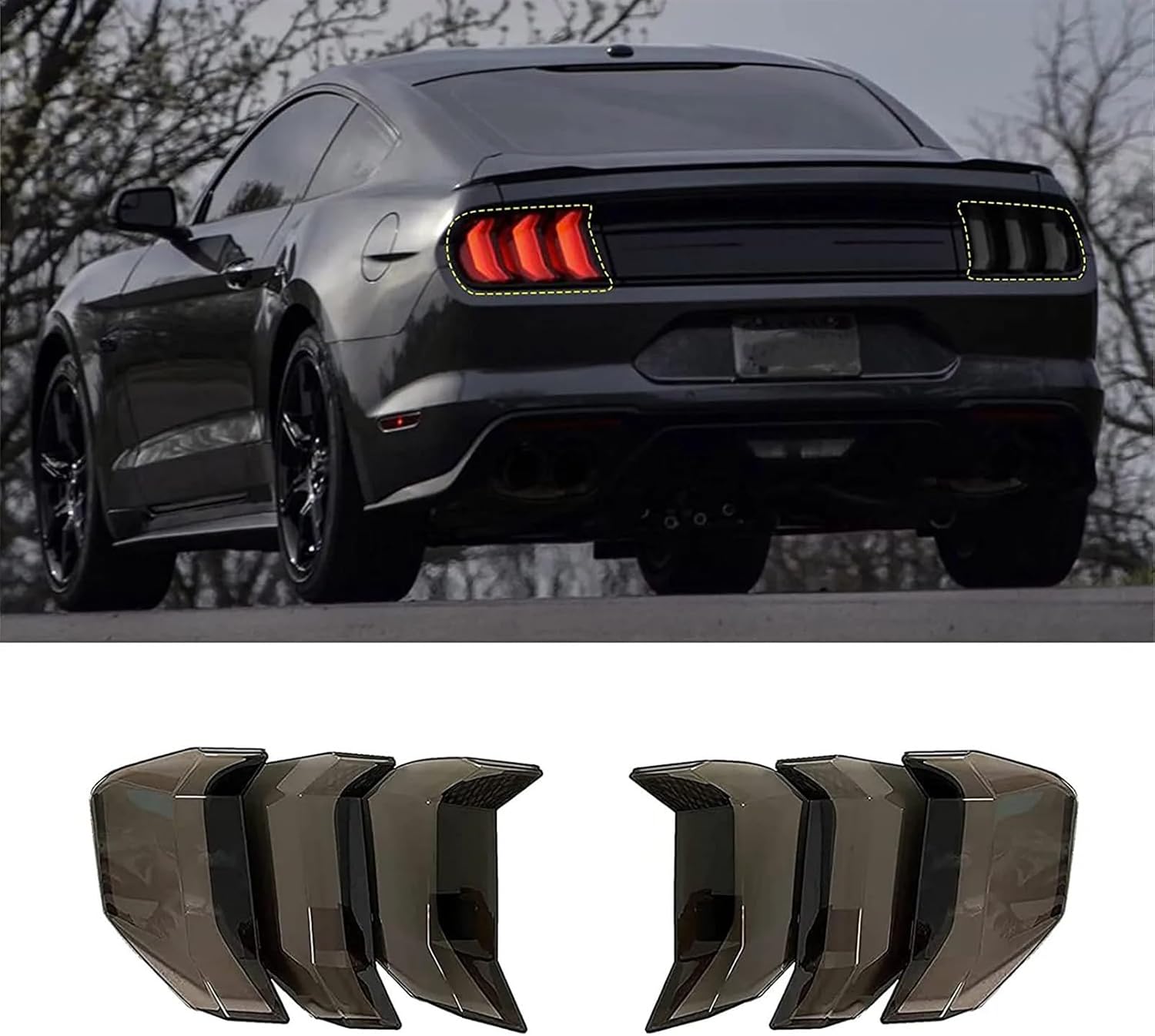 Trailer Light Tail Light for Mustang 2015-2017 2018-2023 Taillight Accessories Car Tail Light Cover Rear Brake Lamp Lens Decoration Guard Sticker Rear Tail Light
