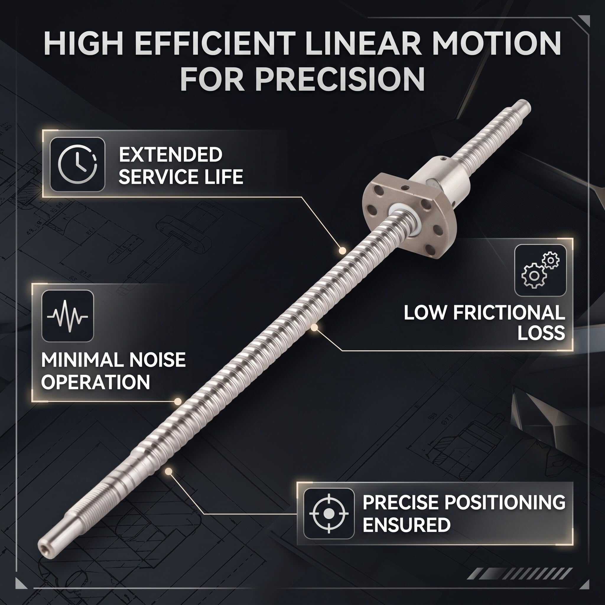SFU1204 Sfere elicoidali rotolate 300mm con controsoffio senza supporti laterali per parti CNC