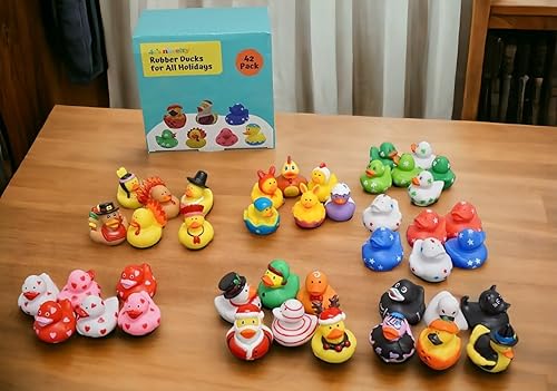 Miniatura 3 de 4E's Novelty Patos de goma para todas las fiestas, paquete a granel de 42 – Incluye 6 de cada día festivo, patos de goma para el día de San
