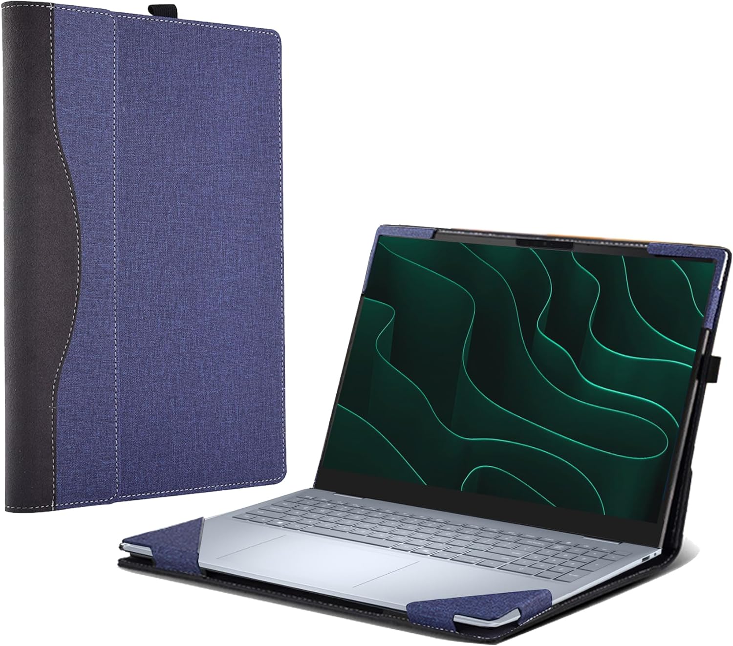 Laptop Case for Dell 16 DC16250 | 16 Plus DB16255 [Note Other Models] All Inclusive Drop Case 16" PU Leather Protective Bag Detachable Shell (Blue)