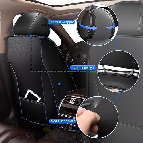 Vista 64 de Juego completo de fundas de asiento de automóvil para Volvo XC40 2019-2023 2024, fundas de asiento de cuero impermeables con compatible con bolsa