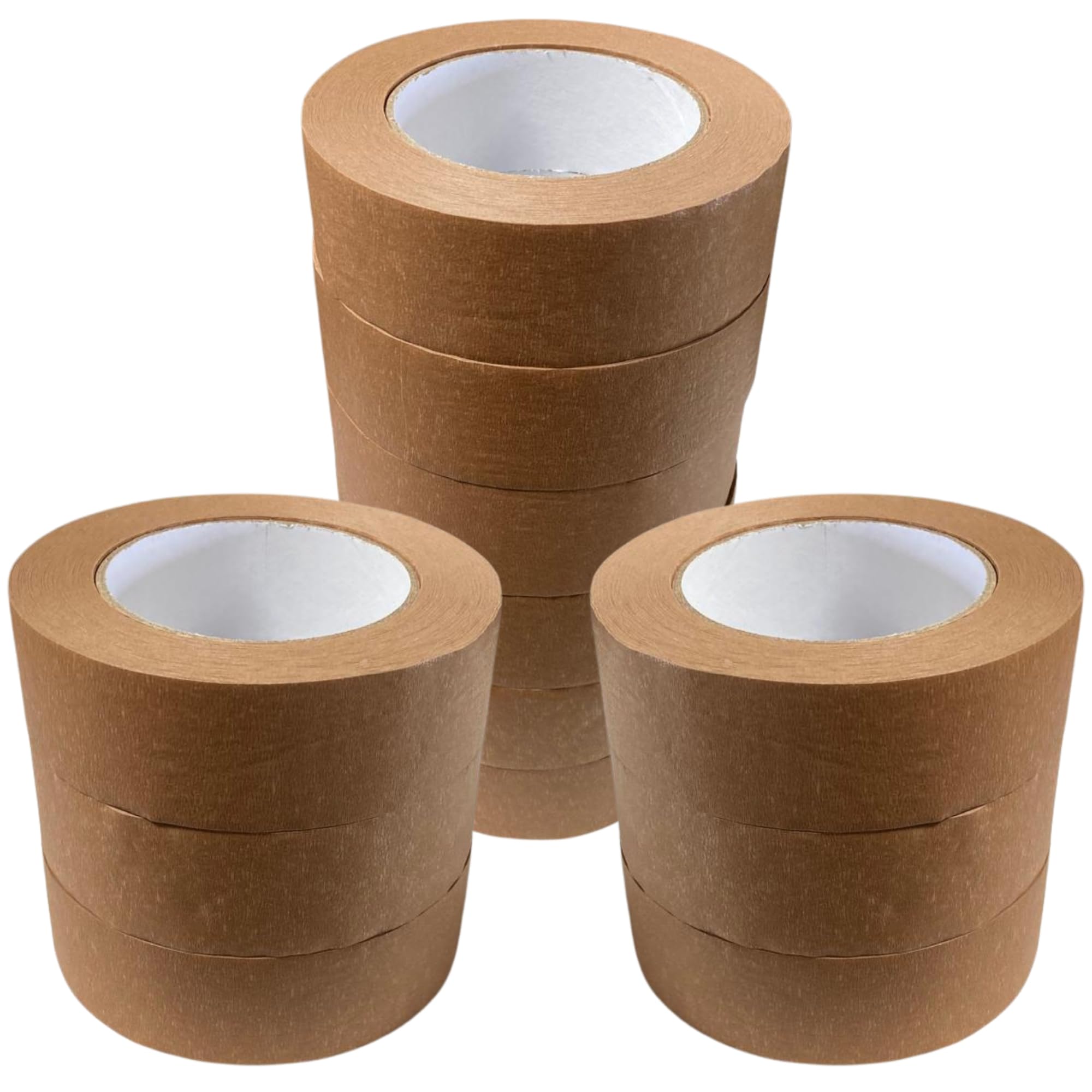 Packy® 12 Rolls Heavy-Duty Brown Paper Tape - 38mm x 50m Eco-friendly Kraft paper tape for packaging sealing boxes & parcel wrapping Strong adhesive recyclable suitable for packing storage application