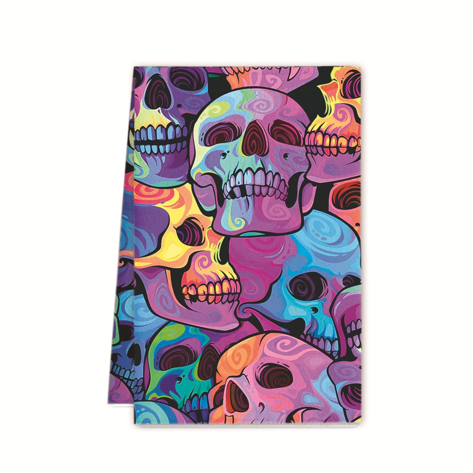 Paños de Cocina Cráneo Azul Rosa Trapos Cocina Suaves Lavable Poliéster Secado Rápido Reutilizables para Baño Barra Restaurante Picnic etc Toallas de Limpieza 4 Piezas (40x60 cm)