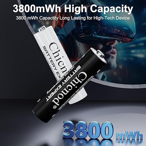 Miniatura 3 de Baterías de litio AA recargables con cargador, paquete de 4 baterías dobles A para cámara Blink, 3800 mWh 1.5V de alta capacidad, cargador