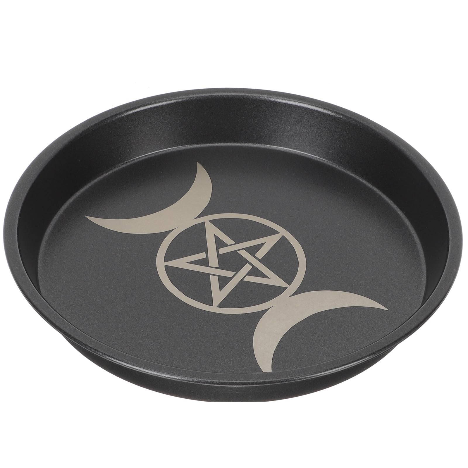 Plato de altar de acero al carbono Abaodam, base ritual circular con pentagrama