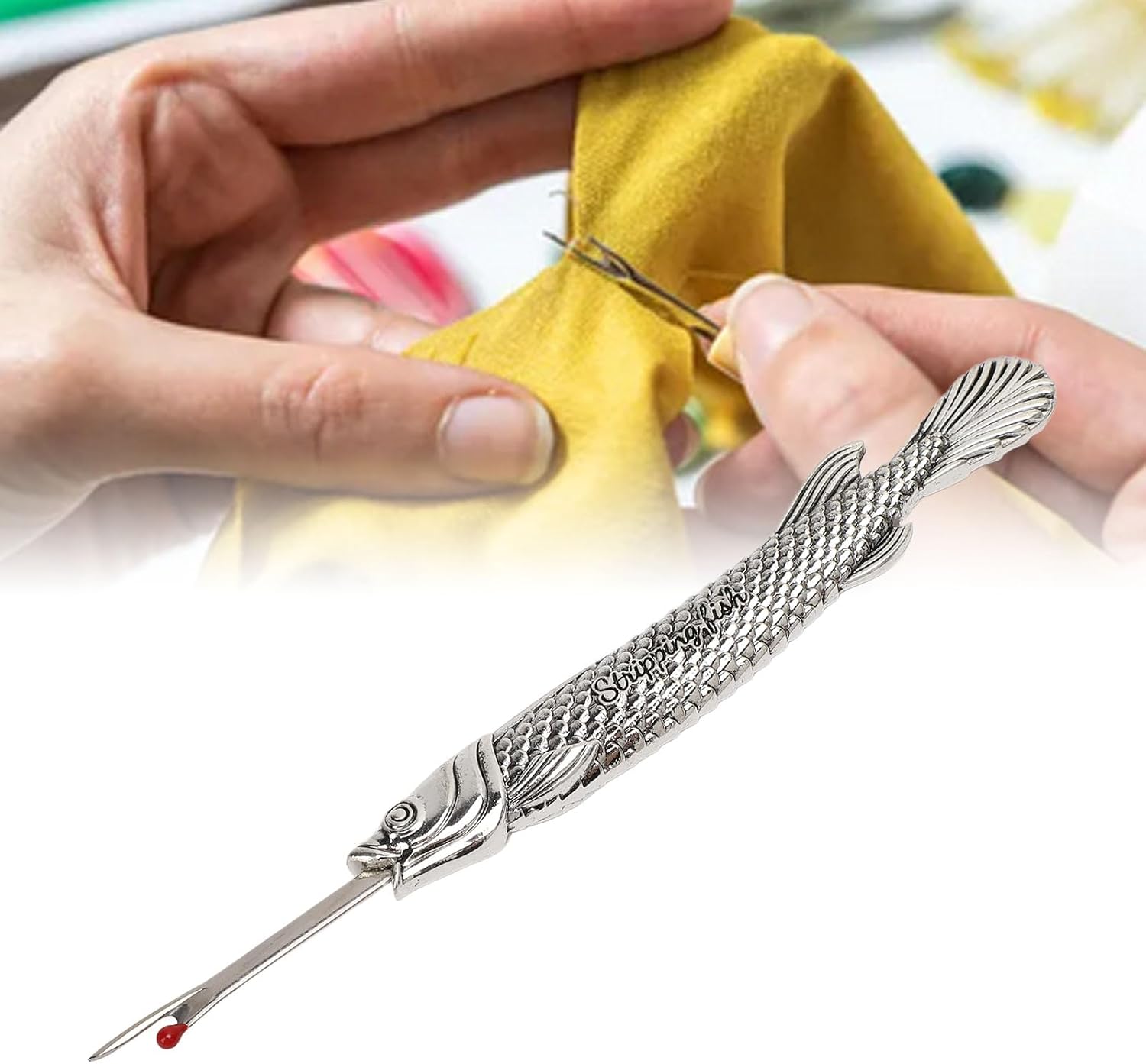 Vintage Seam Ripper, Retro Fish Shape Handle Stitch Ripper Zinc Alloy and Steel Stitch Remover Tool for Removing Sewing Thread (Silver)