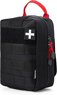 Tactical Molle Pouch, Rip-away Design First Aid Bag, Durable 900D Oxford Medical Pouch, EDC, IFAK (Black, Bag Only) - FLISSA