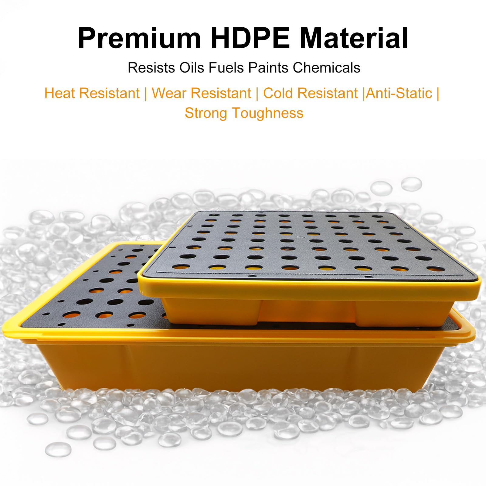 Bandeja de contención química con rejilla extraíble – de plástico estanca apilable fácil de limpiar para laboratorio taller e industria (49 * 35.5 * 9.5cm)