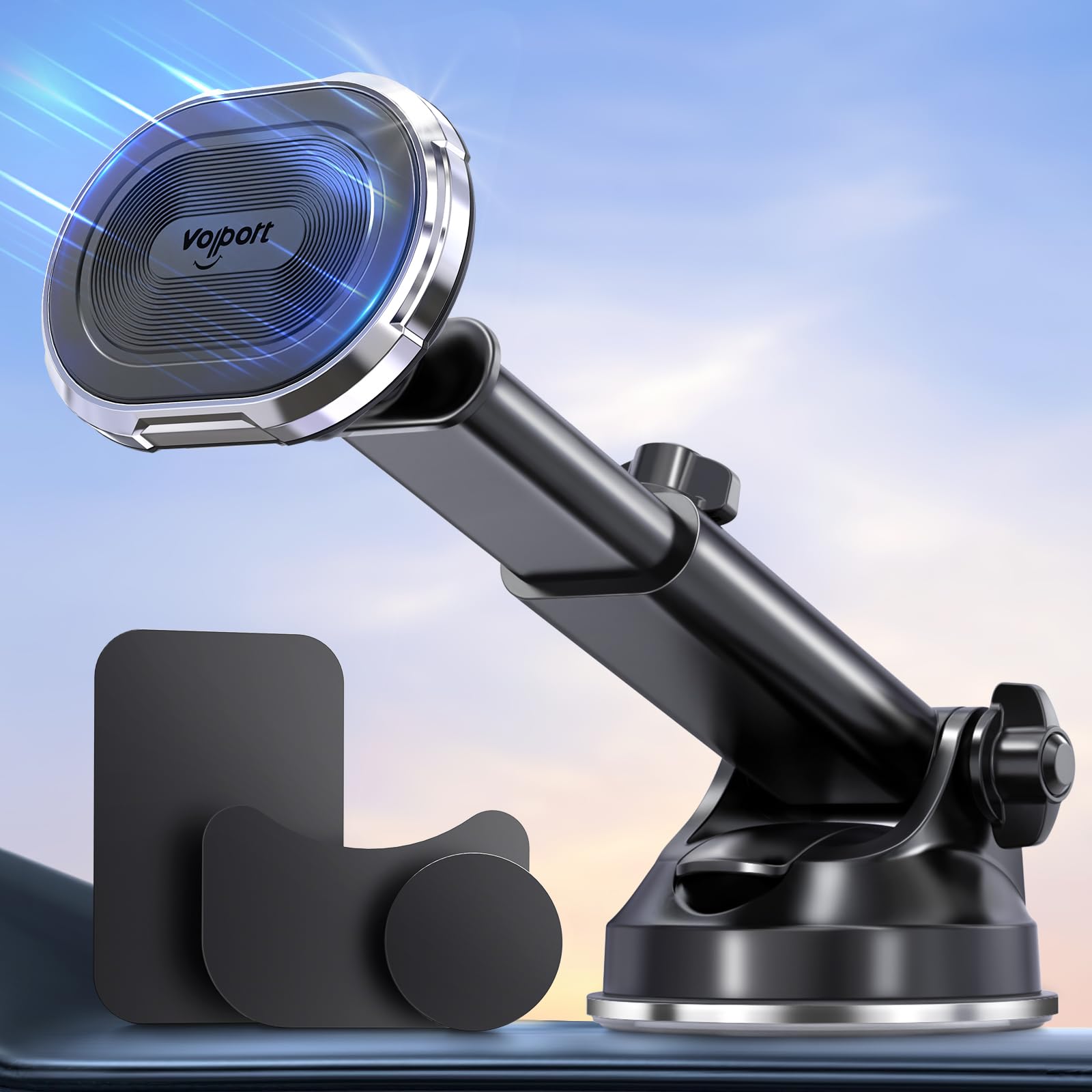 volport Magnetic Phone Holder for Car Industrial-Strength Suction Cup Phone Mount Windshield Dashboard Strong Magnets Adjustable Phone Mount