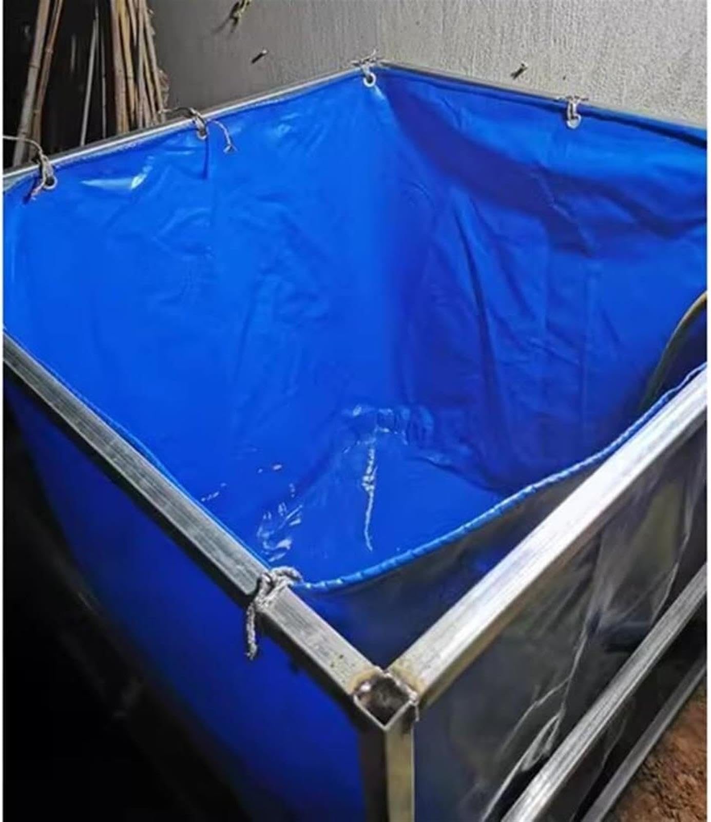 Genérico Estanque Temporal de Lona para Peces con válvula de Drenaje - Tanque de Almacenamiento de Lona de 2x1x0,5 m para Peces de Agua Salada, Ideal para riego agrícola y Ganadero - Estructura no in