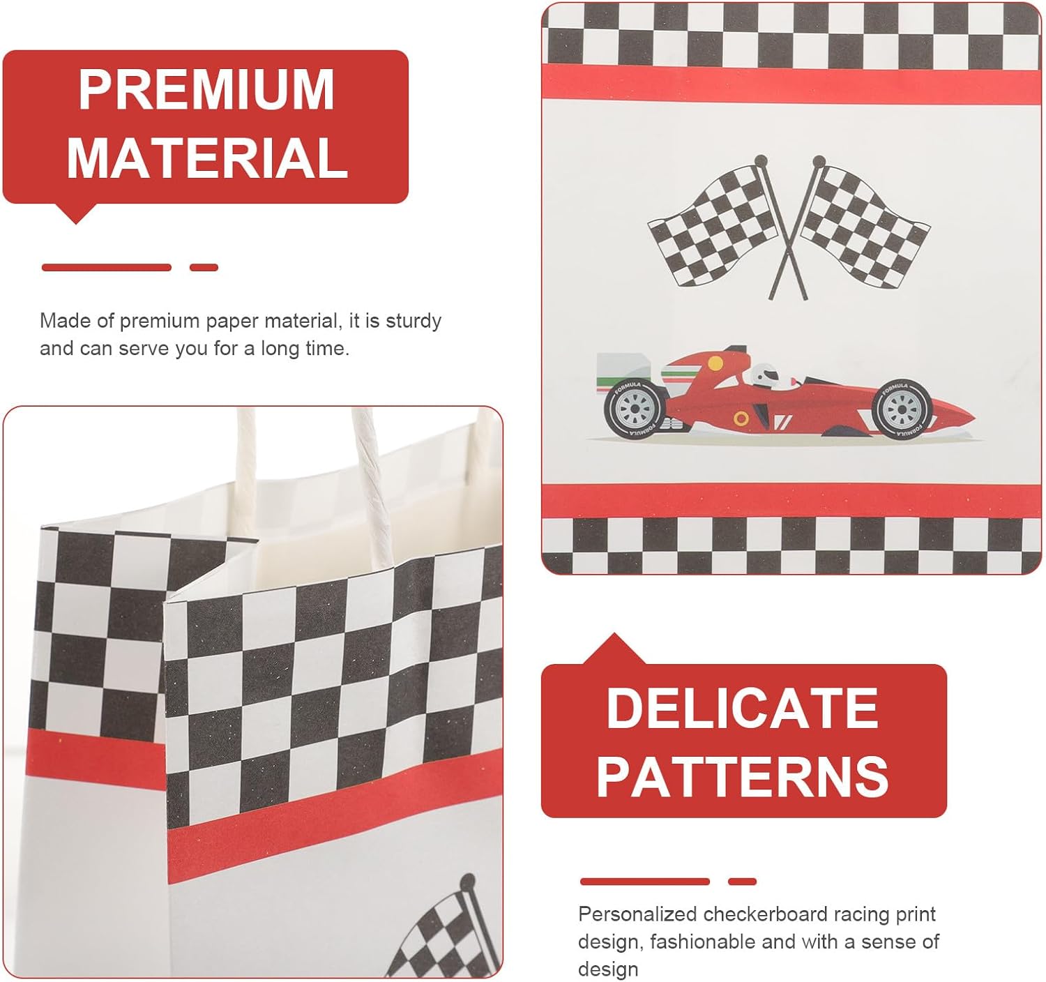 LALADEFIEE Xmas Checkered Gift Bags 12pcs Paper Party Wrapping Bags image 4