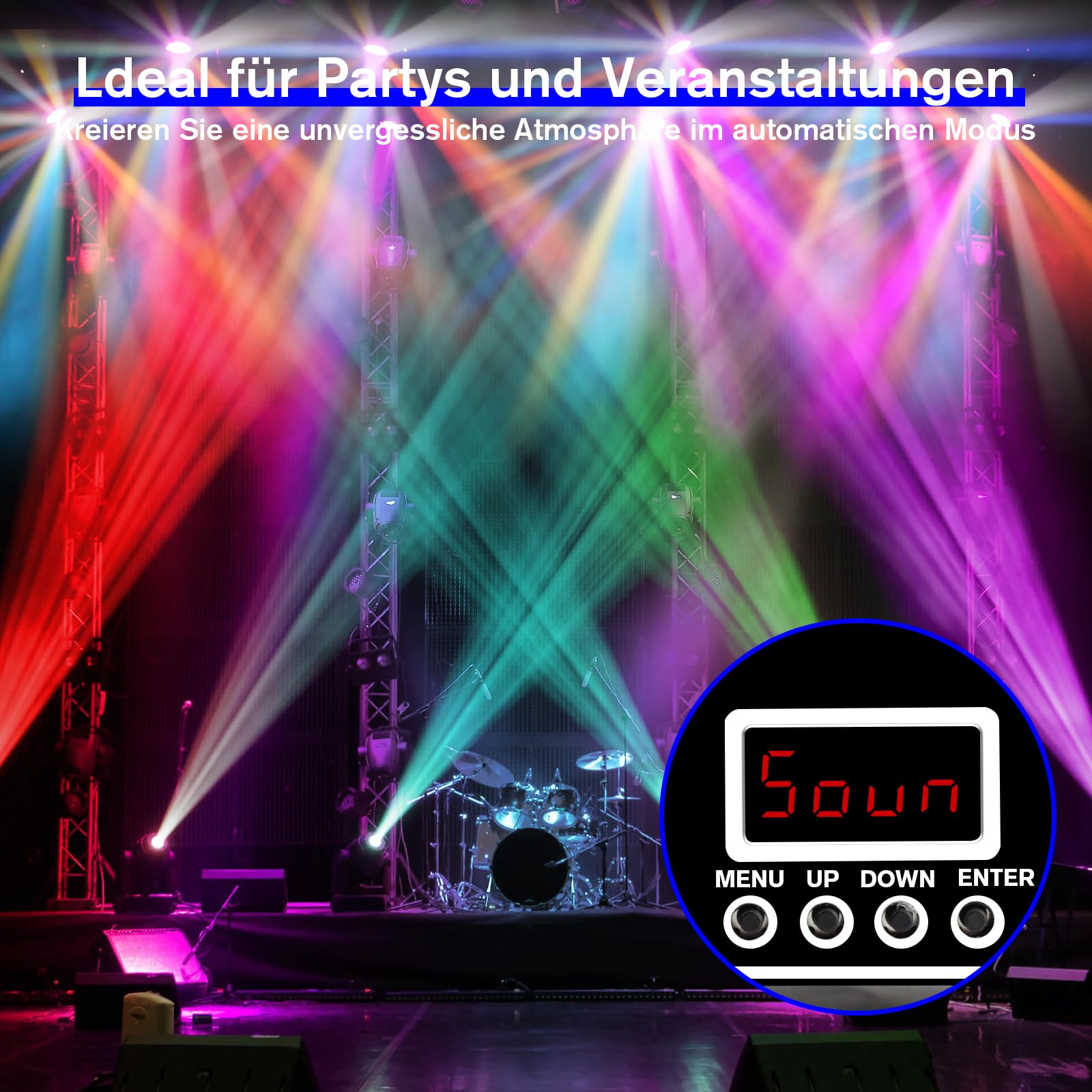 Luce da discoteca per feste, Moving Head, LED RGB, proiettore DJ, controllo musicale, DJ, effetto DMX, per KTV, riunioni di famiglia, matrimonio, compleanno, Halloween (T08)