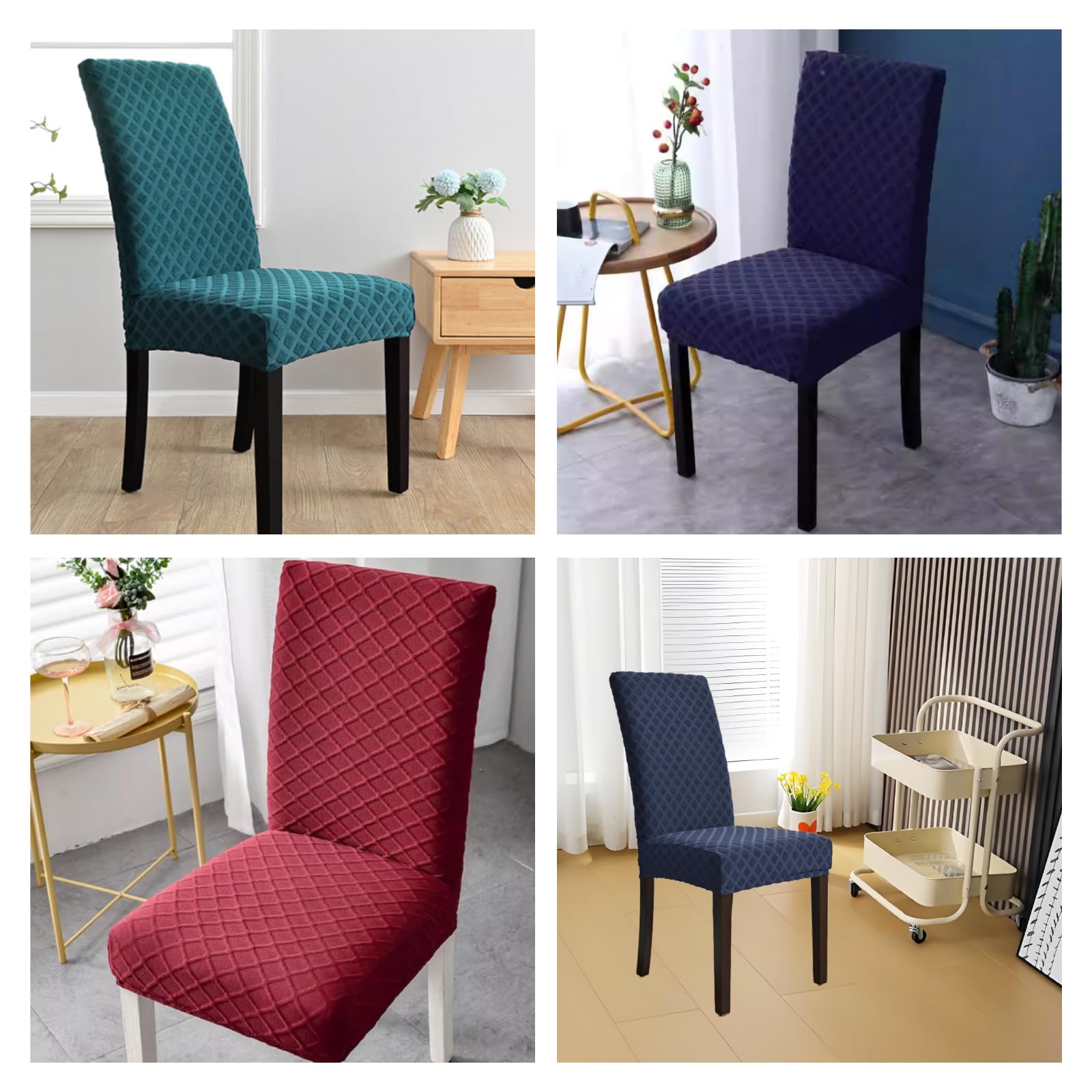 6 Stück Stuhlhussen Jacquard Schwingstuhl Stretch Stuhlhussen Stretch 6er Set Stuhlhussen Universal Stretch Stuhlhussen Waschbar Und Abnehmbar für Esszimmer Hotel Bankett Hochzeit Party Deko