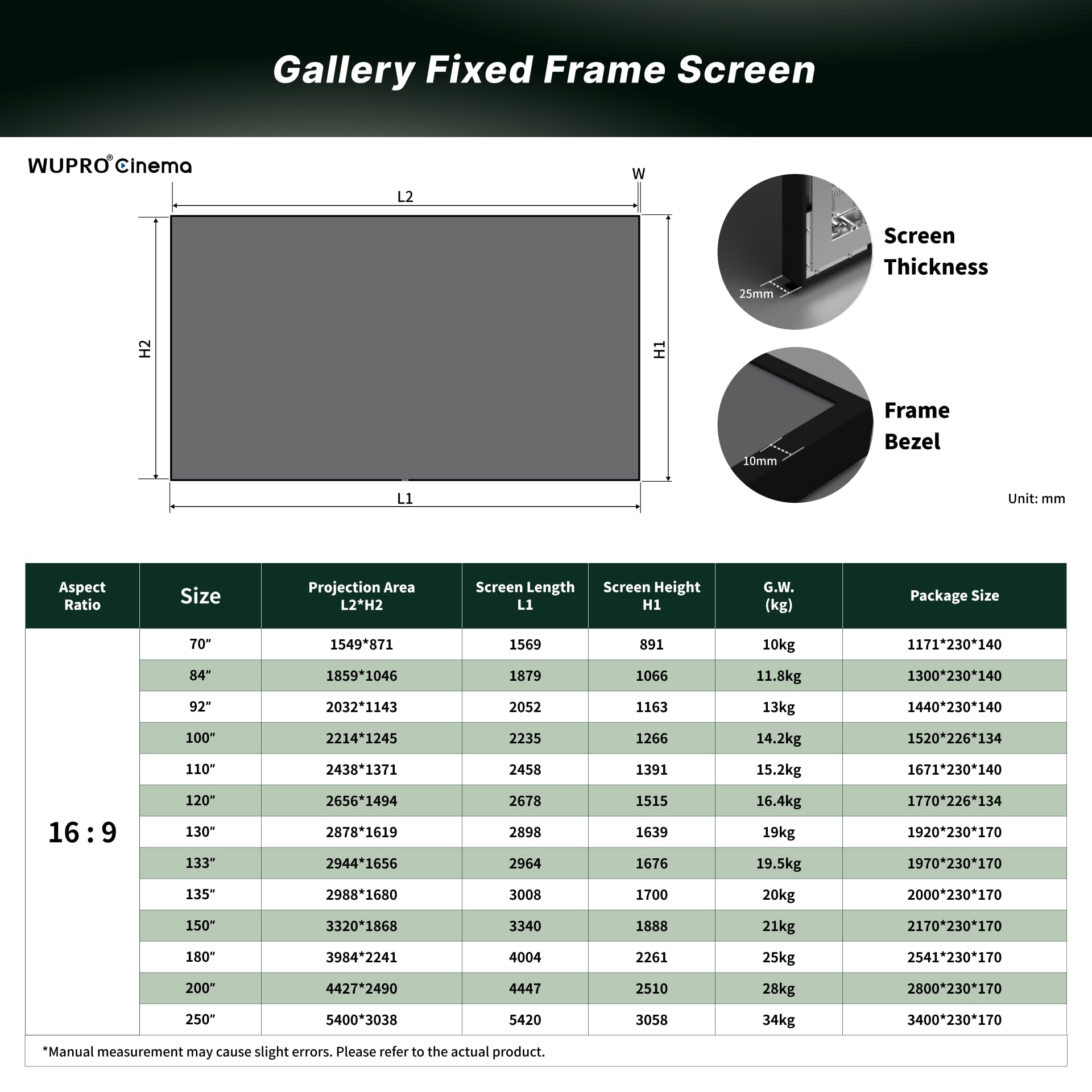 Gallery Pantalla Proyector Marco Fijo Soft Matte Gray 80 Pulgadas