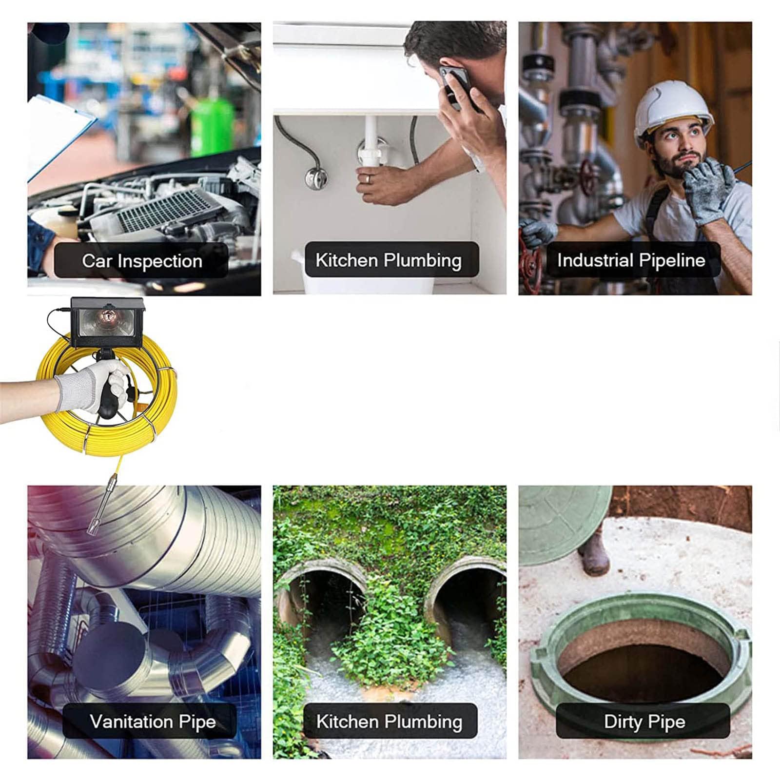 Cámara De Inspección De Tuberías,4.3-Inch Hand-Held Industrial Endoscope Sewer Inspection Camera IP68 Waterproof Pipe Endoscope Camera, Suitable for Sewer Repair