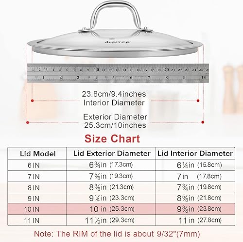 Miniatura 4 de Duxtop Tapa de repuesto para utensilios de cocina (diámetro interior 9-38 pulgadas, diámetro exterior 10 pulgadas)