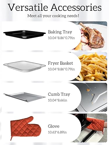 Miniatura 5 de Kitchen Elite Combo de horno tostador y freidora de aire, freidora de aire de acero inoxidable de 12.6 cuartos de galón 10 en 1, encimera de horno