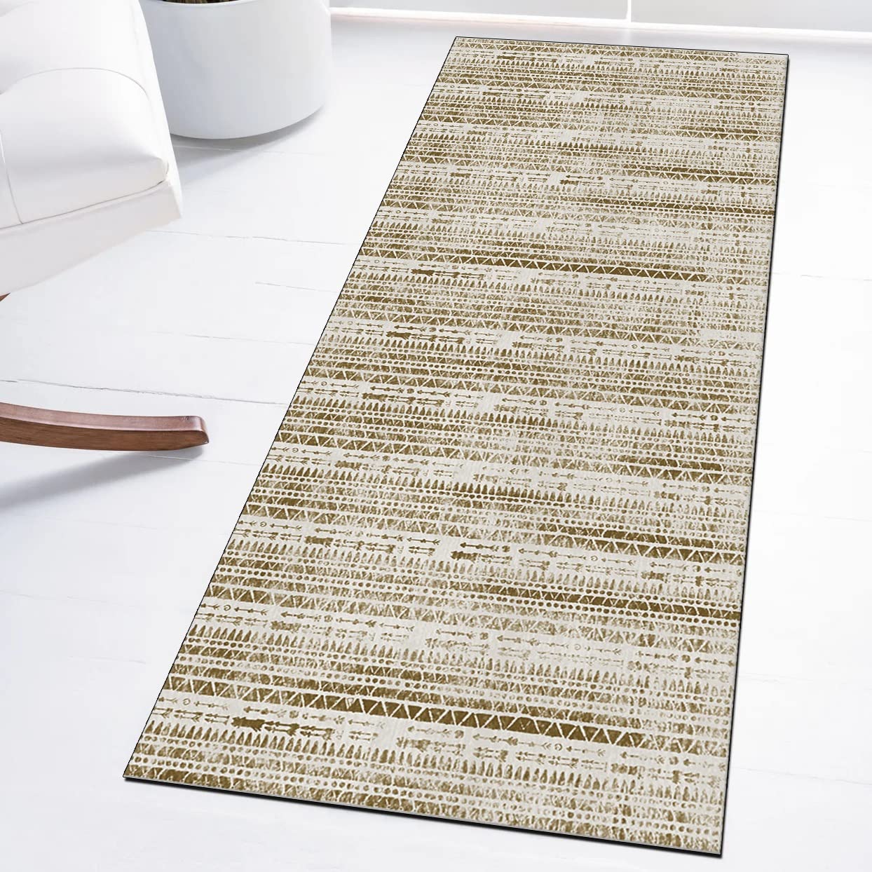 Dywan do korytarza, dywan 100 x 350 cm, szary, brązowy, boho, dywan, mata, antypoślizgowy, zmywalny, chodnik do kuchni, sypialni, przedpokoju, schodów, drzwi, możliwość personalizacji