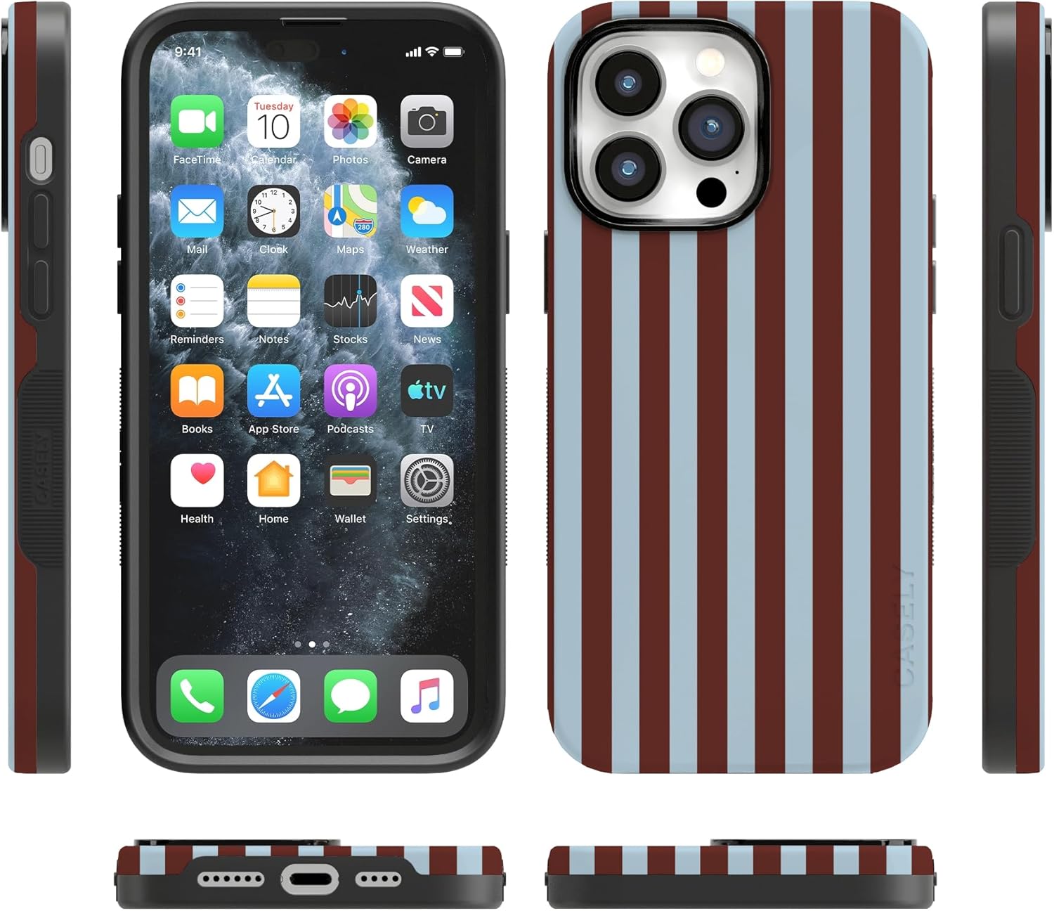 Casely iPhone 14 Pro Max Case | Sunday in Brooklyn | Blue Stripes | Bold Protective Design | Compatible with MagSafe