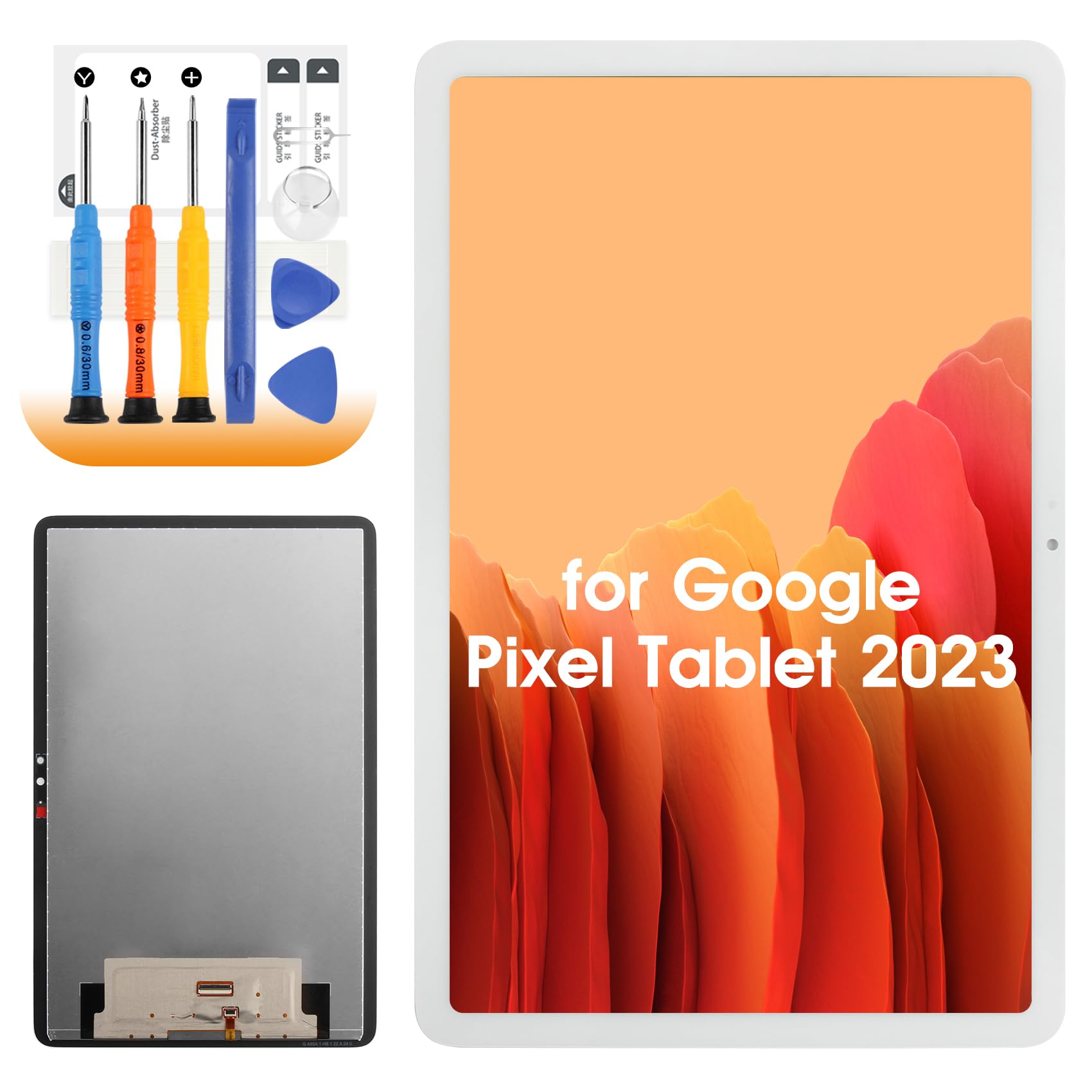 10,95 Zoll LCD Bildschirm für Google Pixel Tablet 2023 Bildschirm Ersatz für Google Pixel Tablet 2023 LCD Display Digitizer Touch Screen Glaspanel Assembly mit Reparatur, Weiß