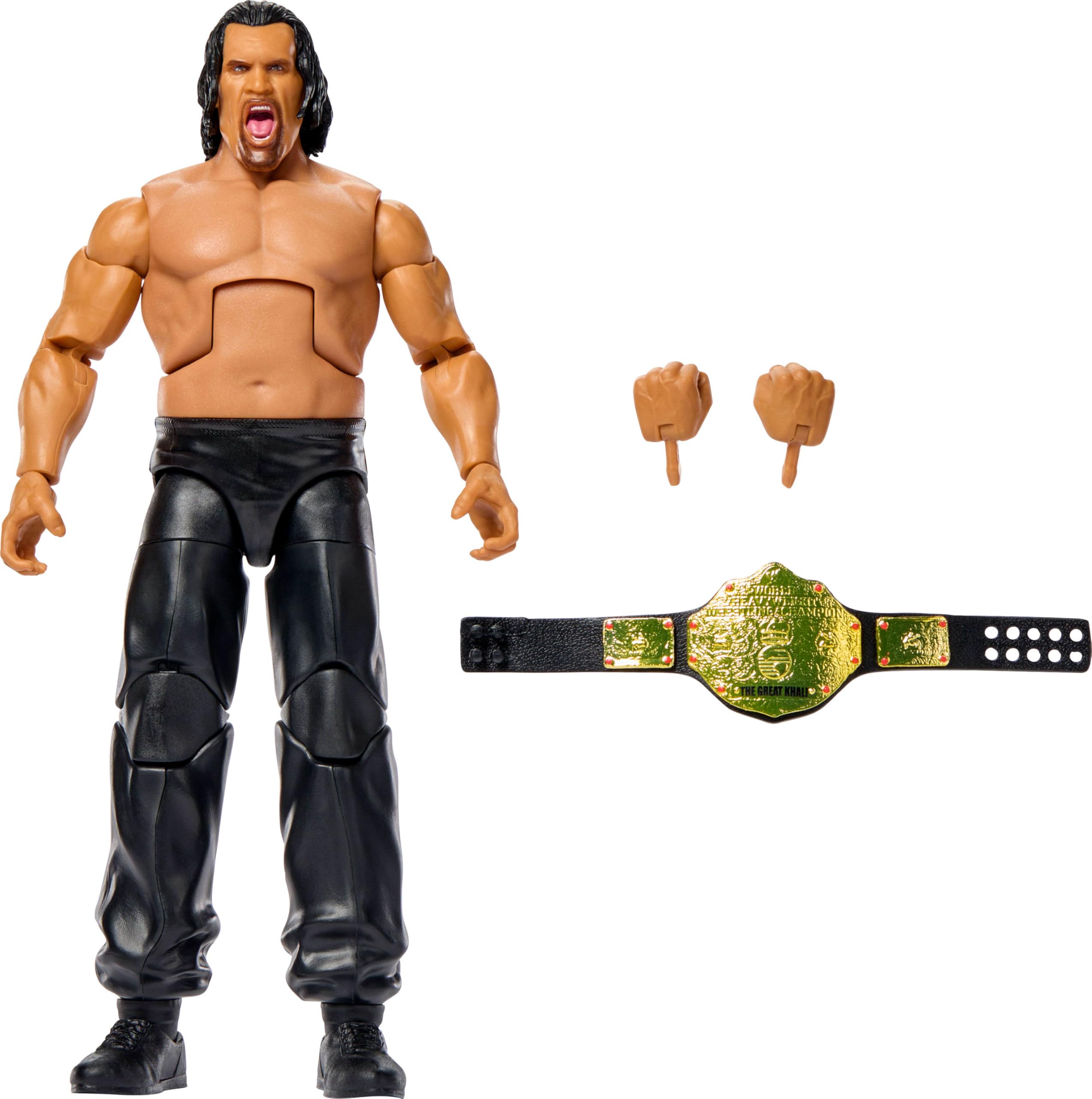 Mattel WWE Elite Actionfigur & Zubehör, Serie #123 Set, 15,2 cm großes Sammlerstück Great Khali mit 25 Gelenkpunkten & austauschbaren Händen