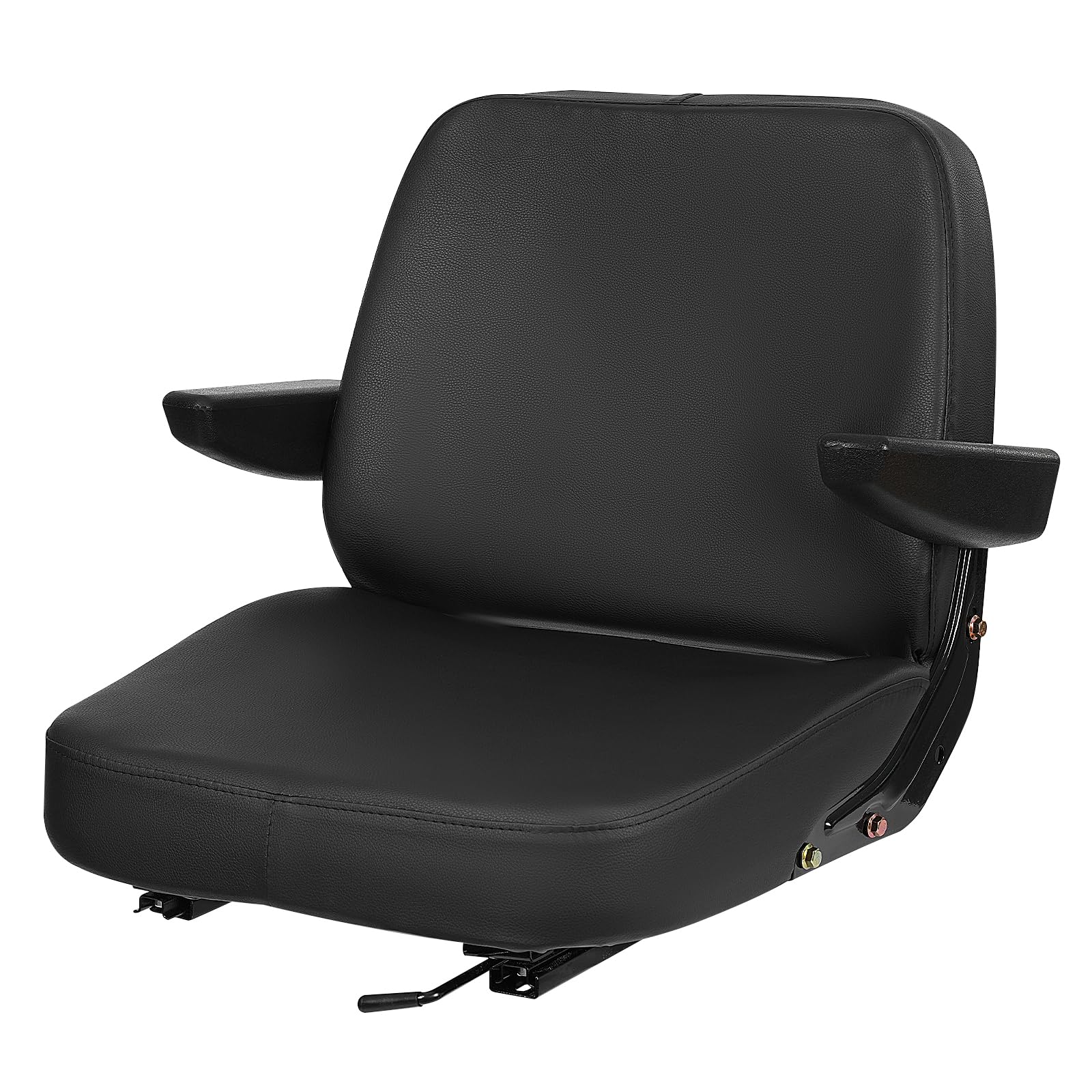 Asiento de tractor universal con reposabrazos, asiento de remolque ajustable, asiento de conductor de cuero de PVC para tractores, cortacésped, carretillas elevadoras, excavadoras - negro
