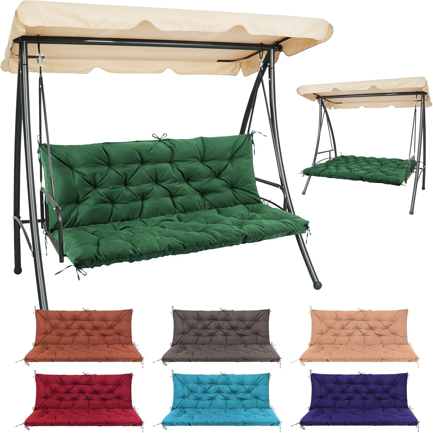 aeTHEric Outdoor Cushions for Patio Furniture, Patio Furniture Cushions with Straps and backrest, 59x39 inches, 4" Thick,Porch Swing Cushions for Backyard and Garden-image-33