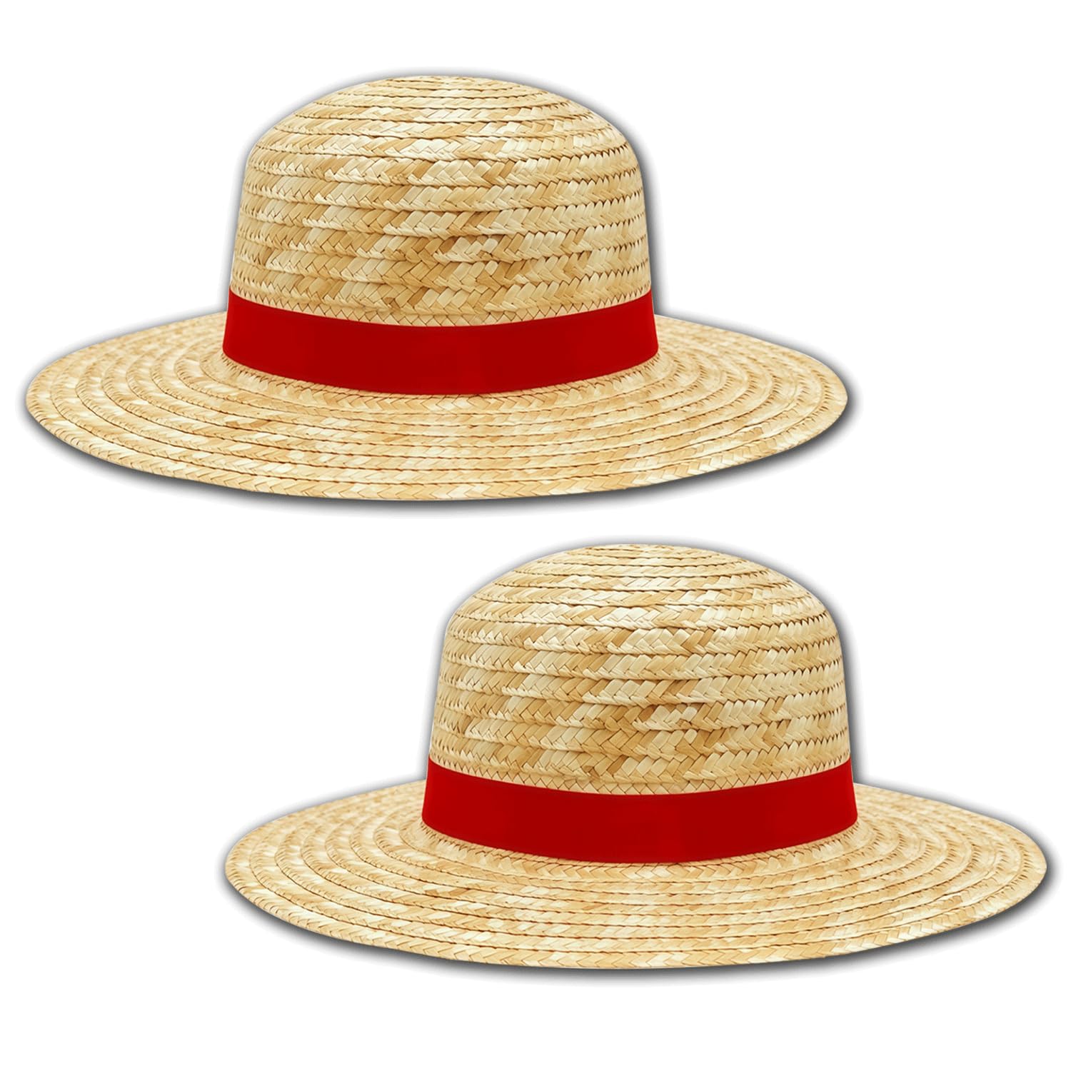 Lezevn 2 Pieces Straw Hat Yellow Cartoon Cosplay Sun Cap Pirate Costume Cap Halloween Anime Cosplay Accessories