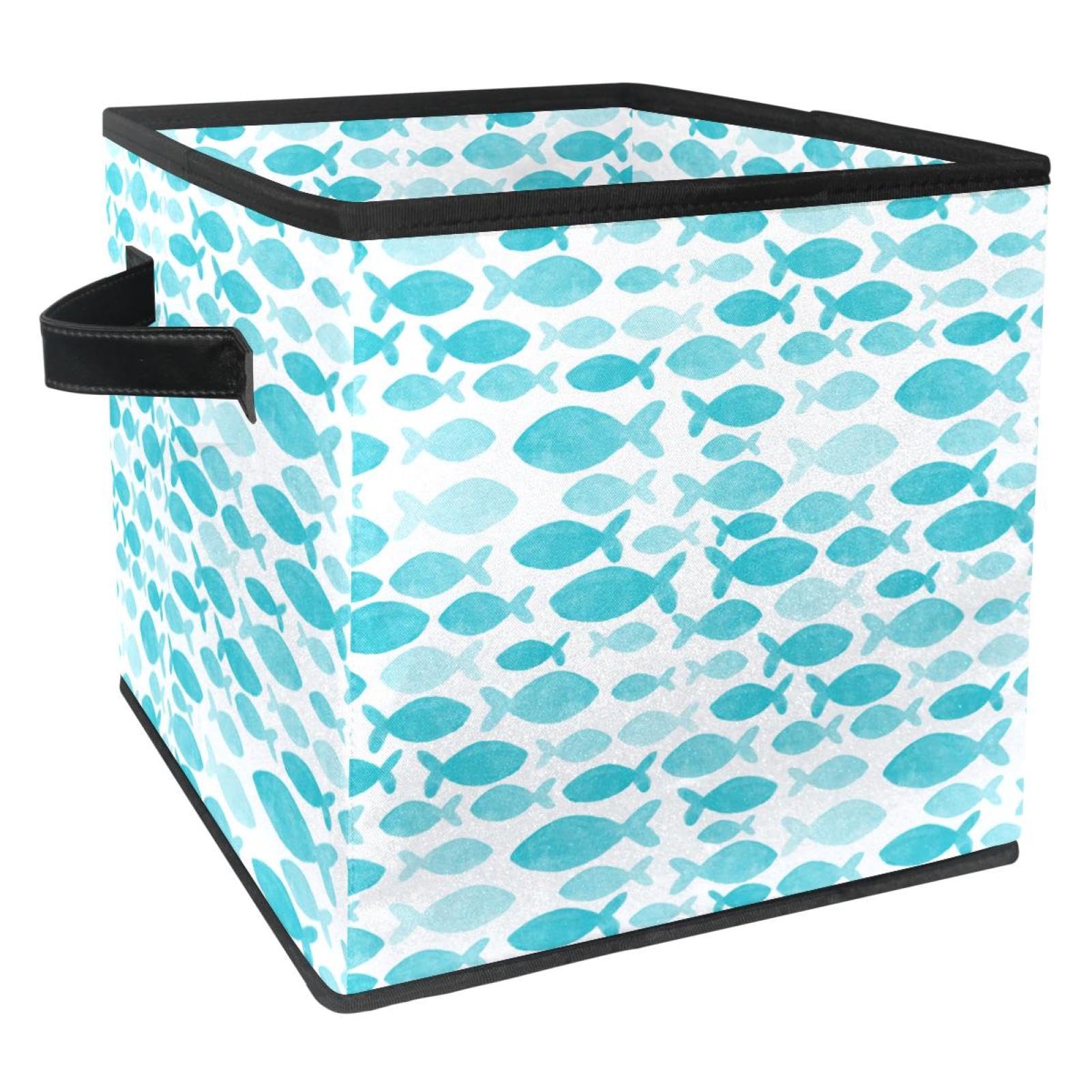 Boîte de rangement pliable en tissu bleu pour organiser la chambre à coucher