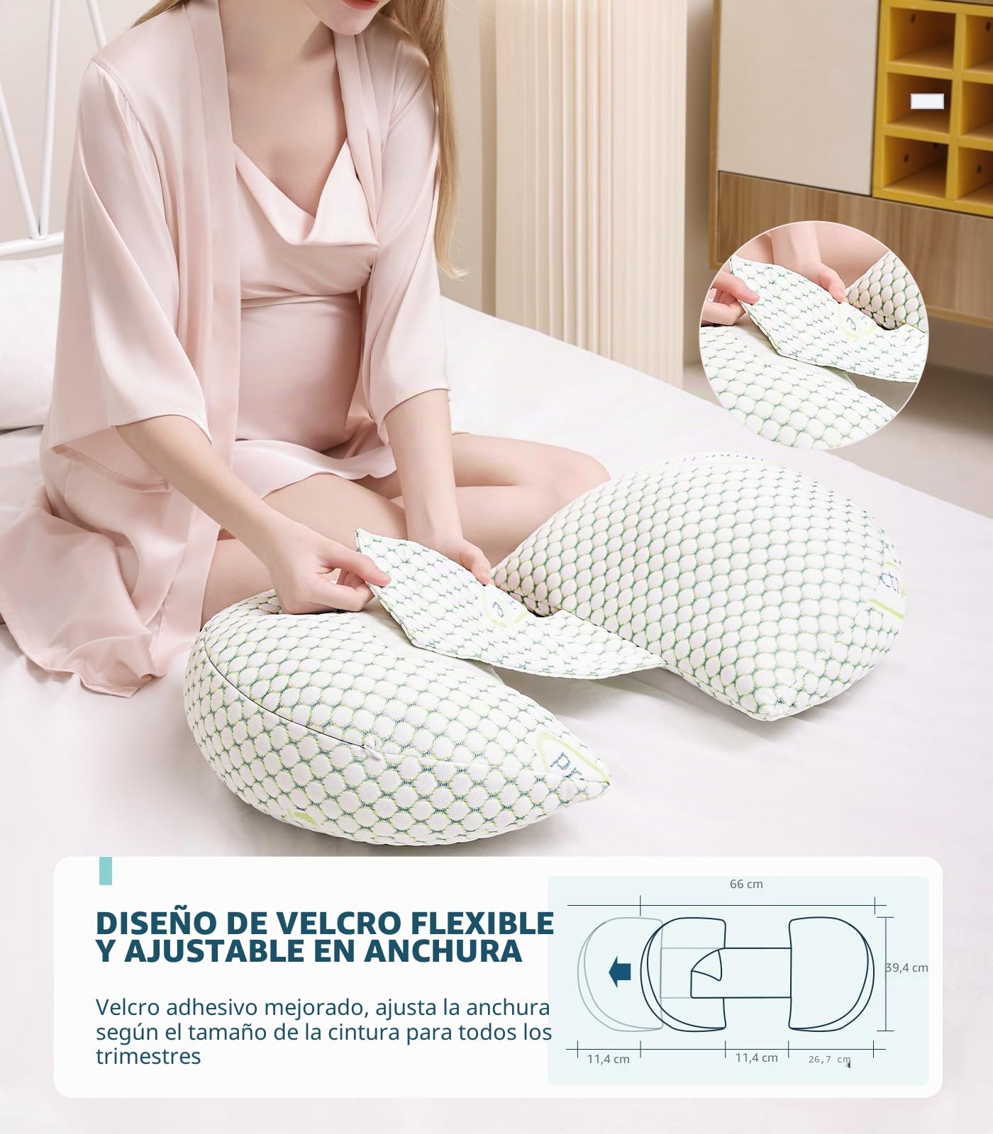 Oternal Almohada de Embarazo para Mujeres Embarazadas, Almohada Corporal Suave para Embarazo, Soporte para Espalda, Caderas, piernas, Almohada de Maternidad con Funda de Almohada Desmontable y