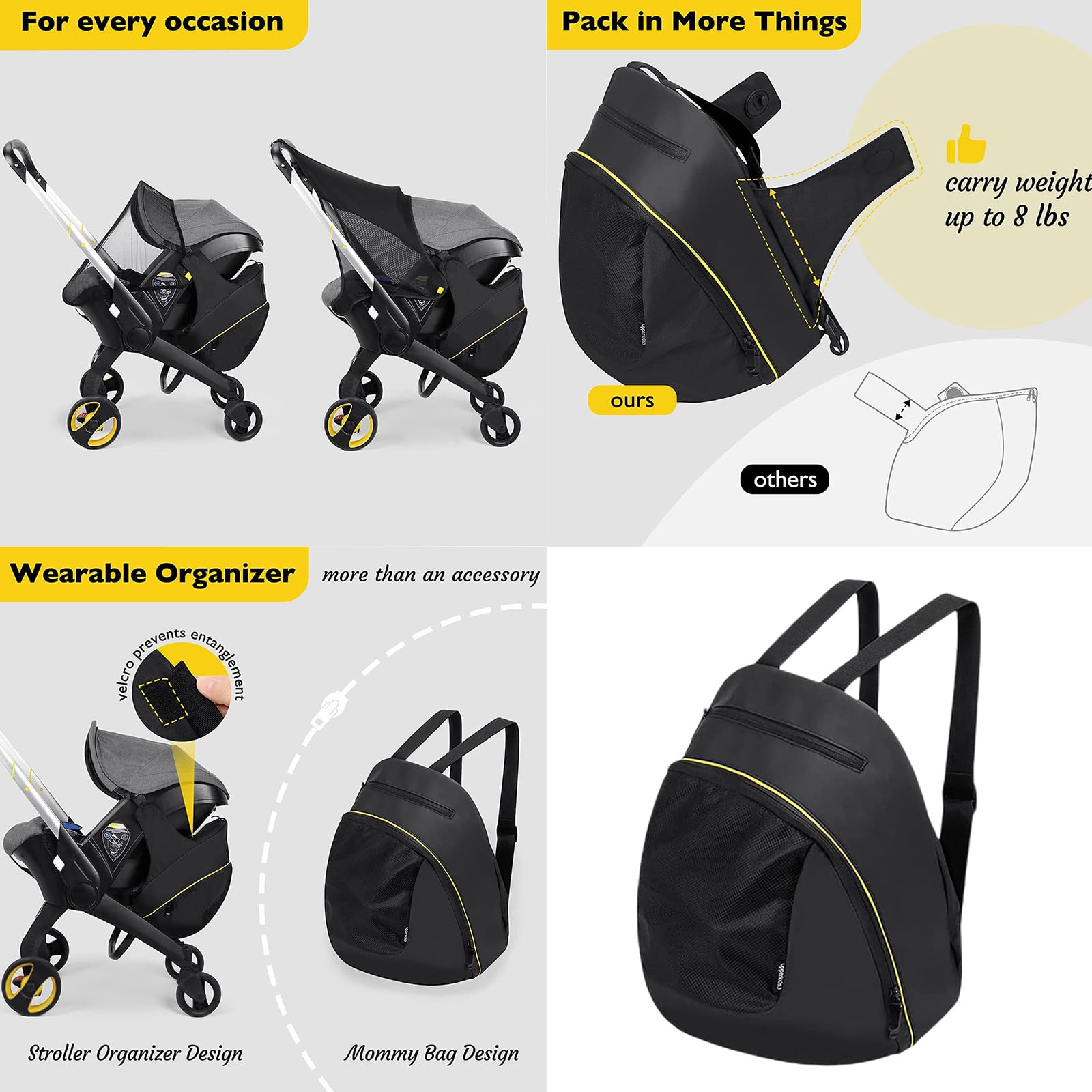 Portable 2 in 1 Strollers Hanging Bag Mom Backpack for Foofoo Oxford Organiser Travel Case