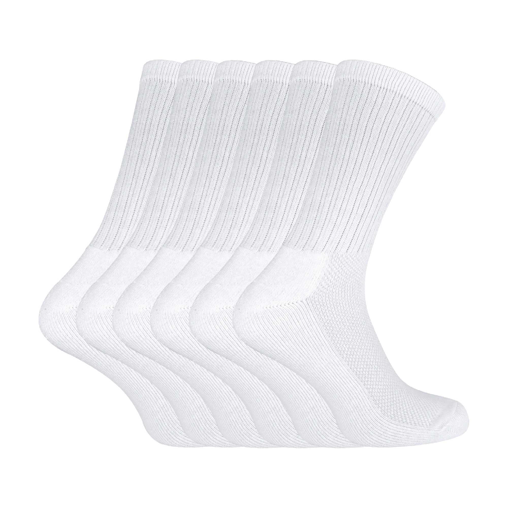 Sock Snob (4-7, White) - 6 Pairs Unisex Bamboo Organic Cotton Running Sport Socks